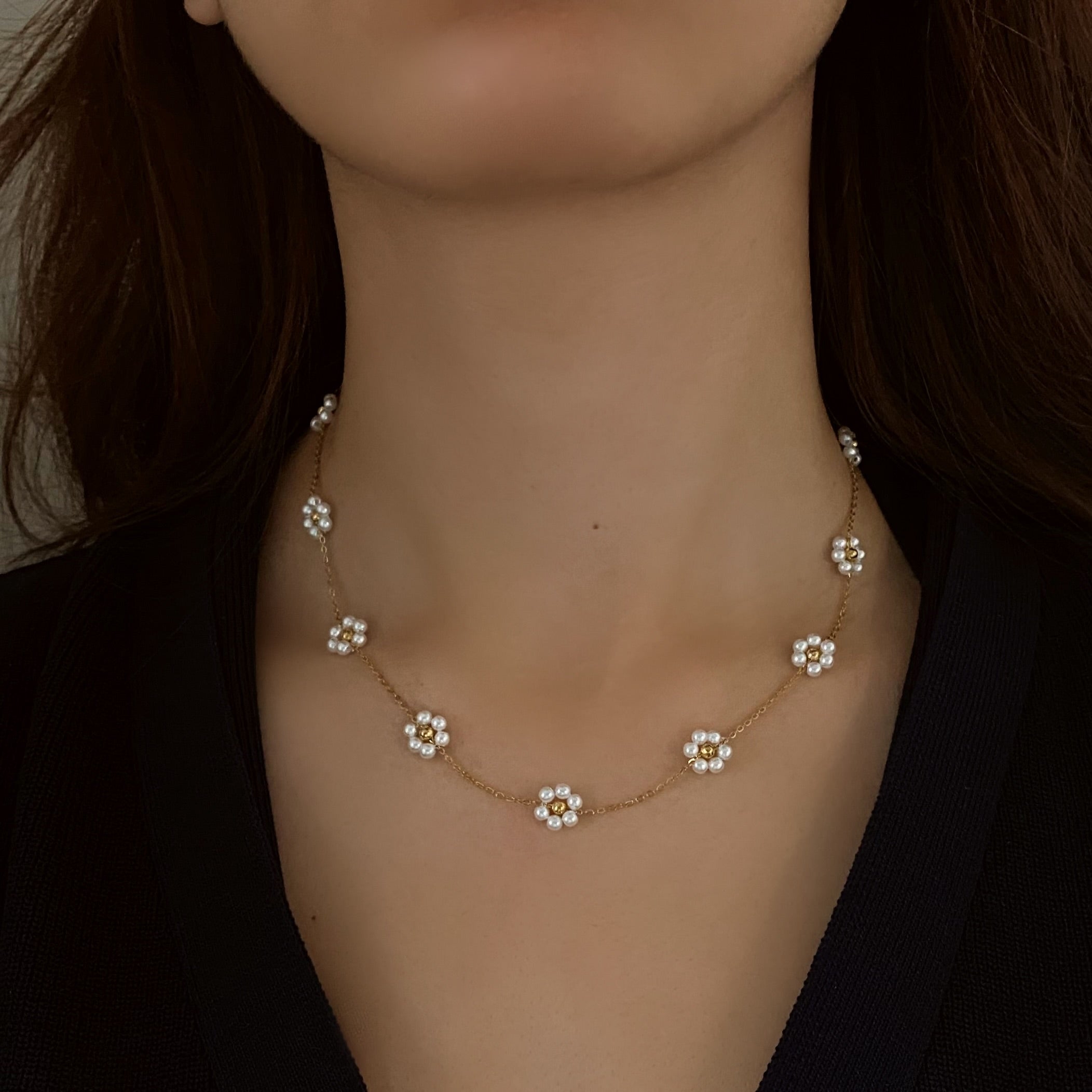 Daisy Flower Choker shown from different angles, featuring its unique daisy flower elements