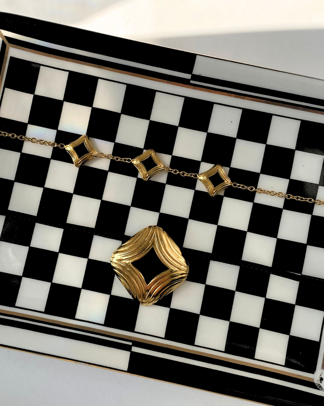 Black Enamel Star Charm Choker