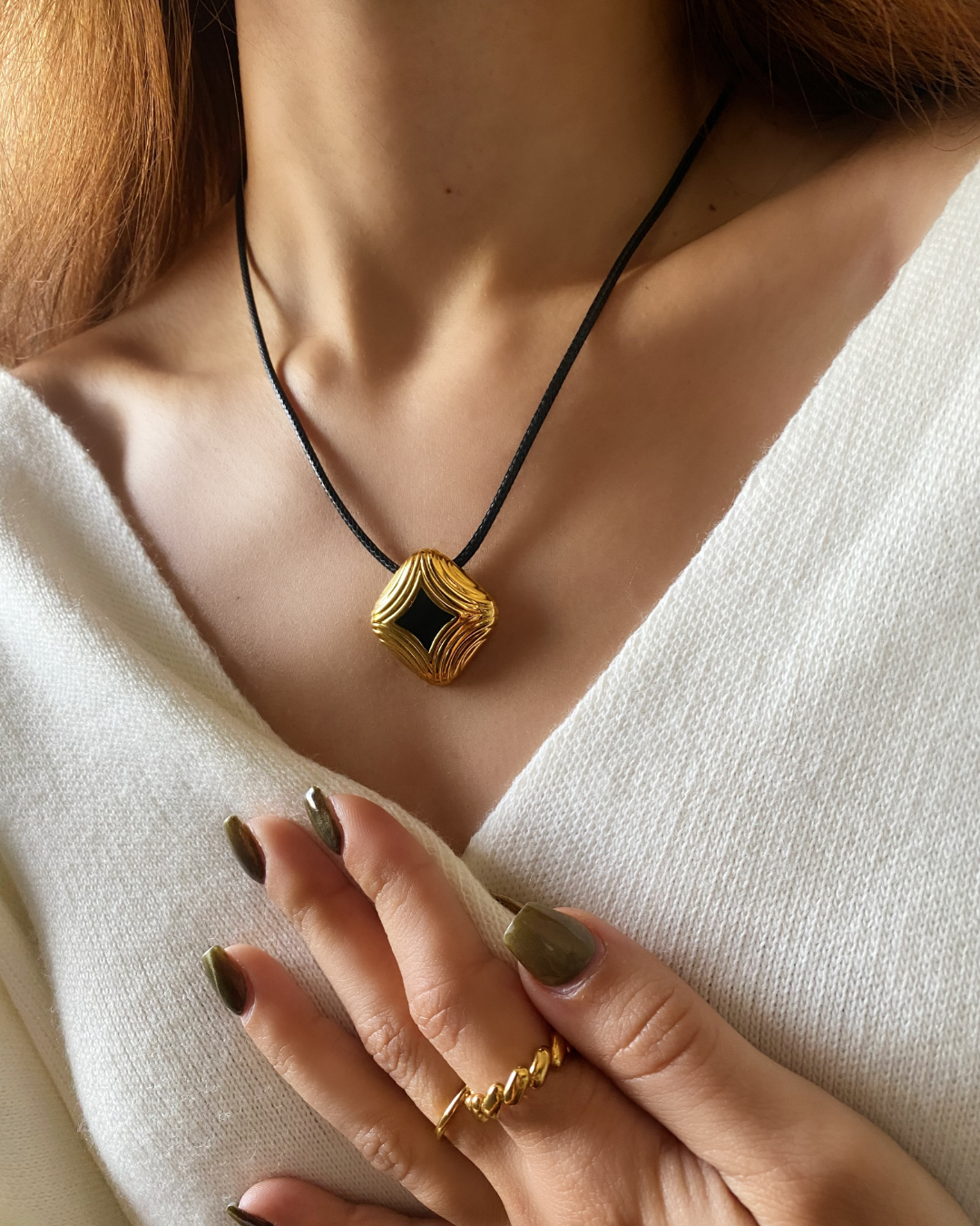 Black Enamel Star Charm Choker