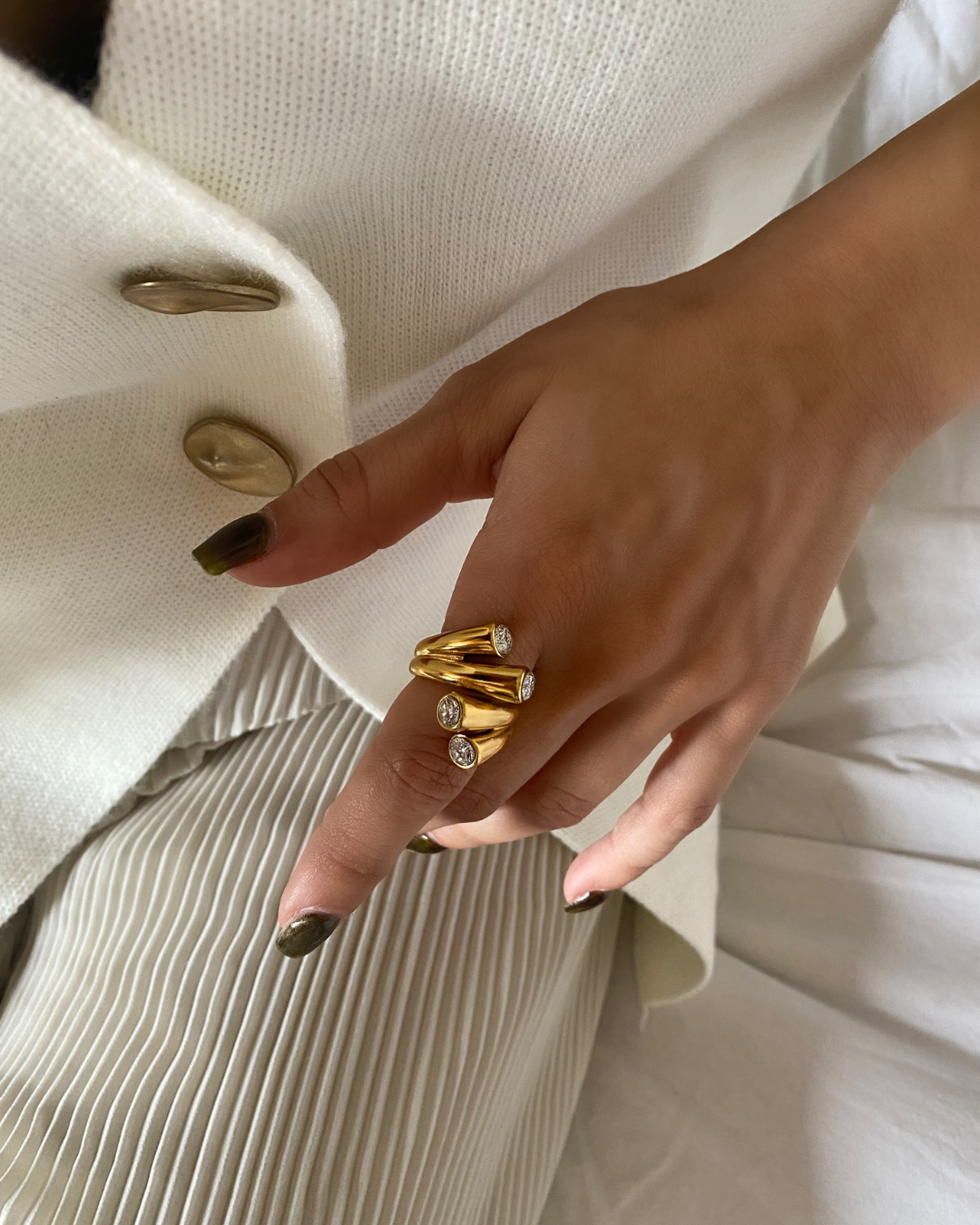 Sculptural Spiral Statement Ring