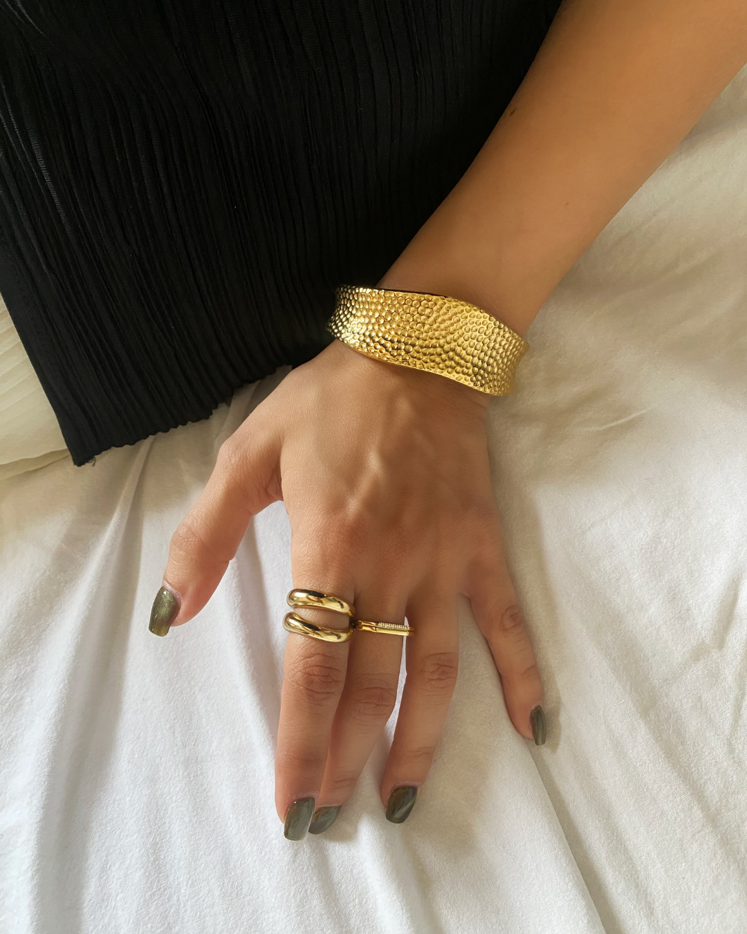 Hammered Gold Cuff Bracelet
