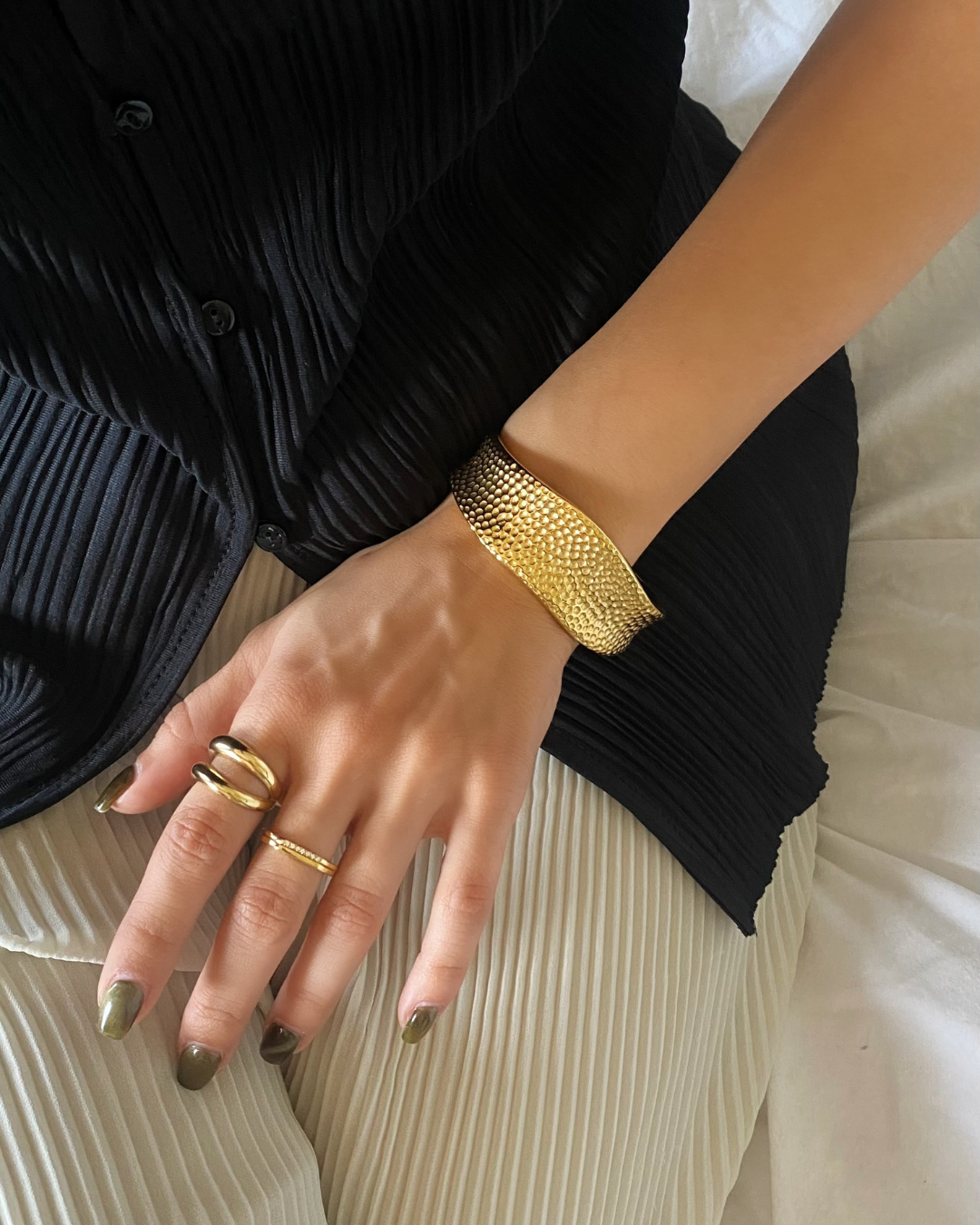 Hammered Gold Cuff Bracelet