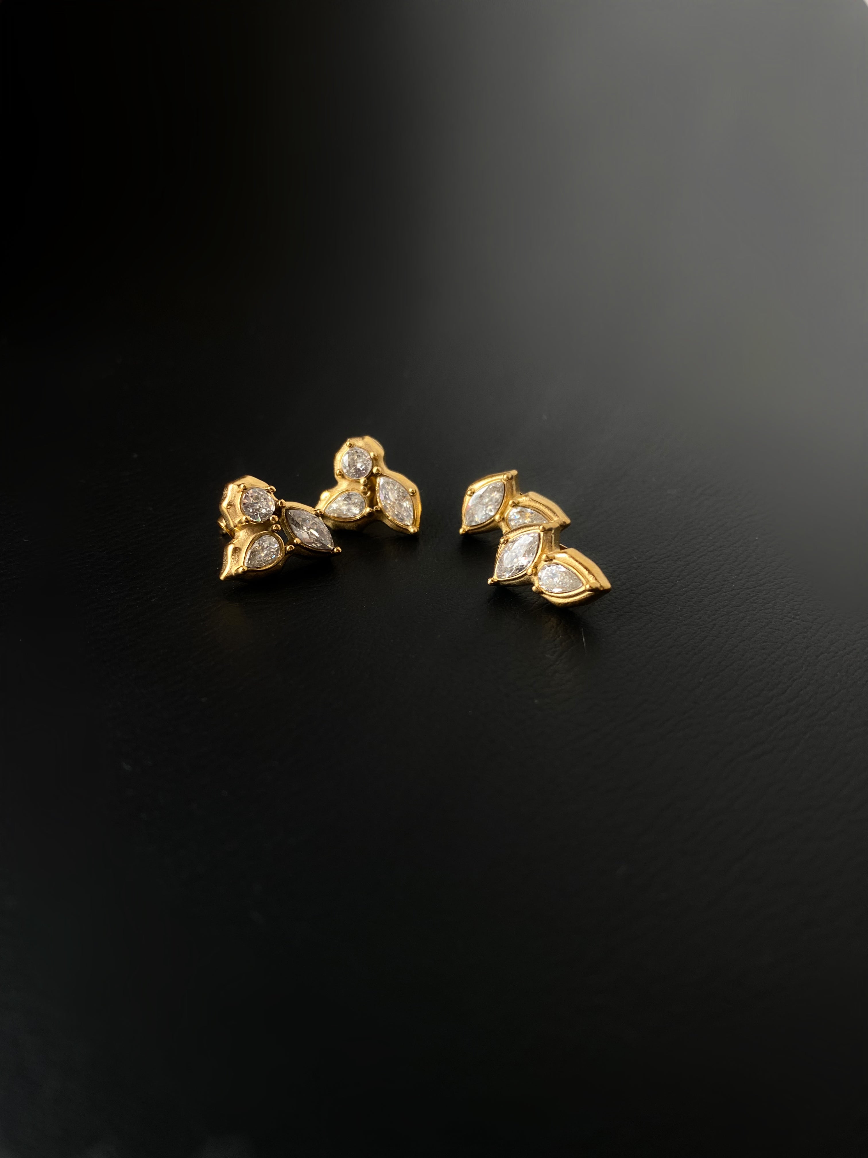 Leaf Cluster Stud Earrings
