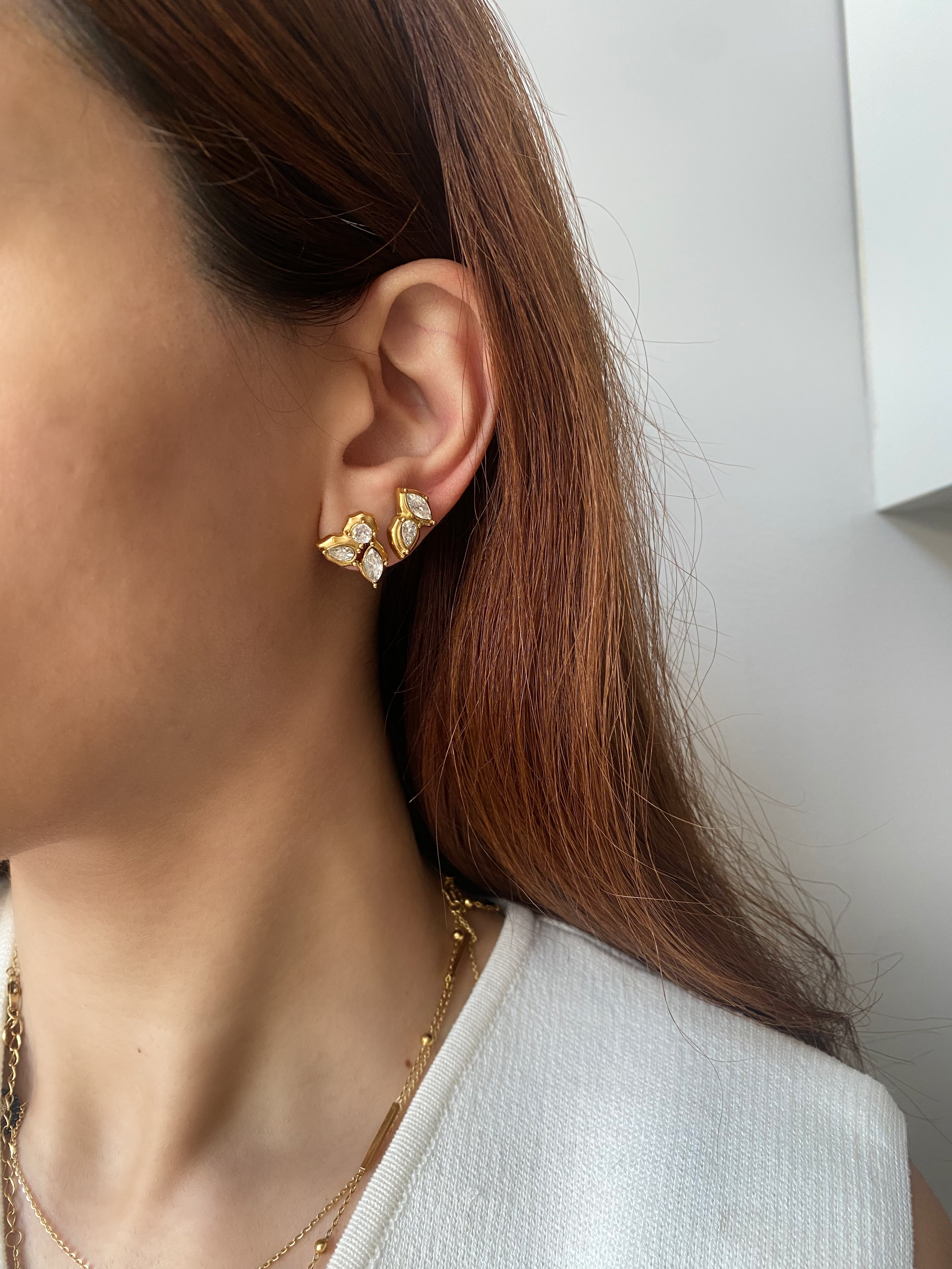 Leaf Cluster Stud Earrings