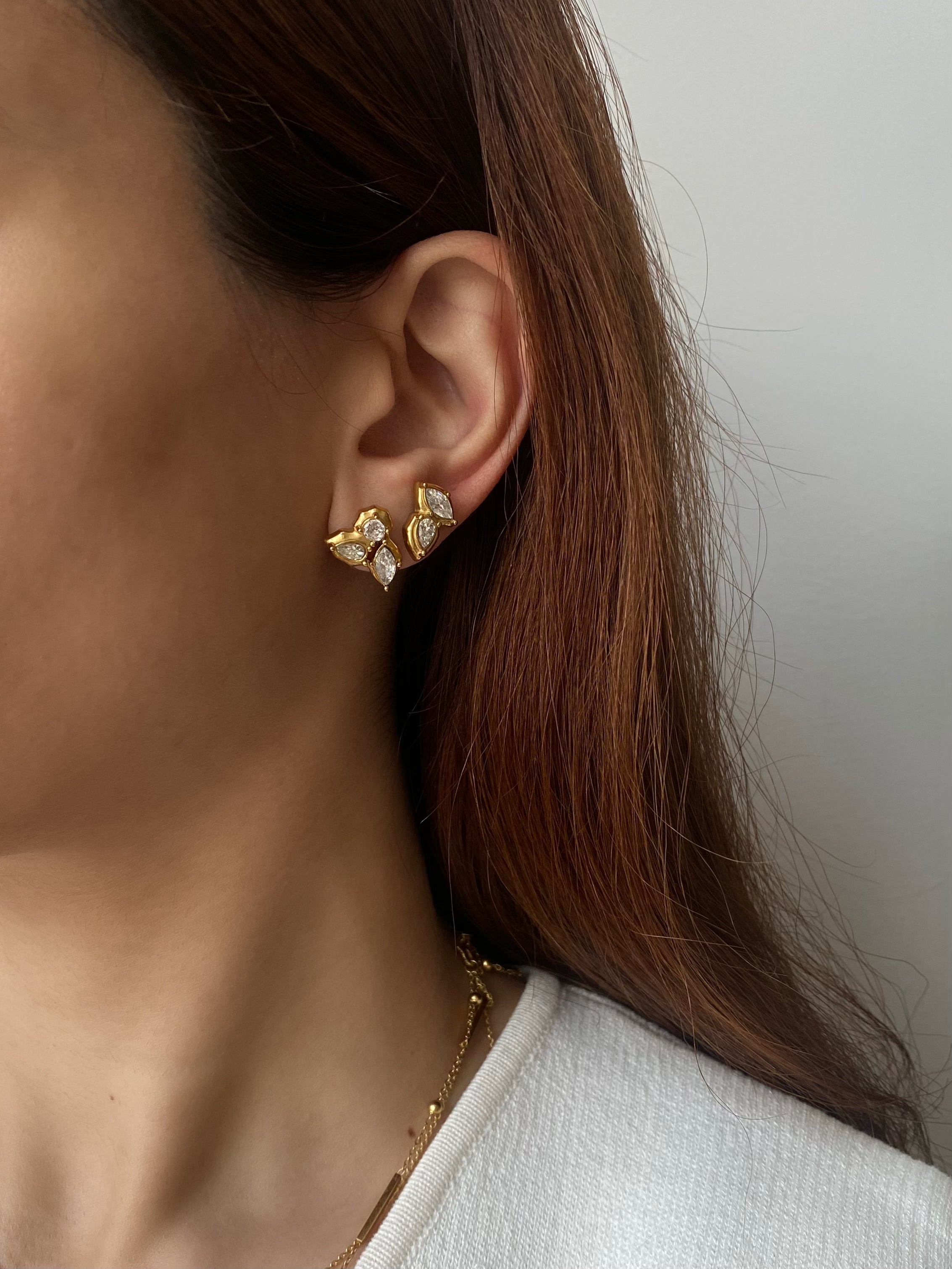 Leaf Cluster Stud Earrings