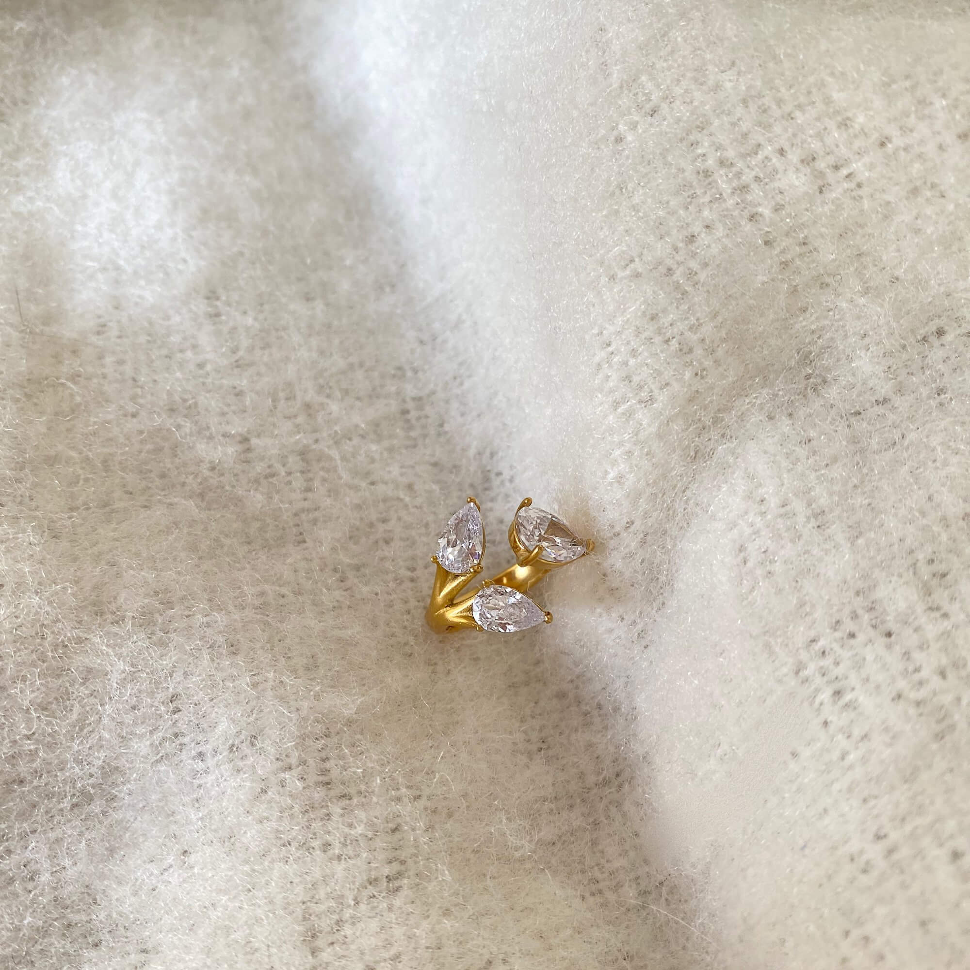 Top-down view of the KipsyR floral vine ring by Kampy Designs, capturing the full floral motif from above.