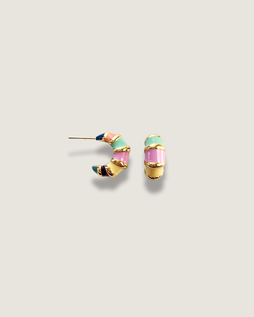 Multi-color Enamel Hoop Earrings