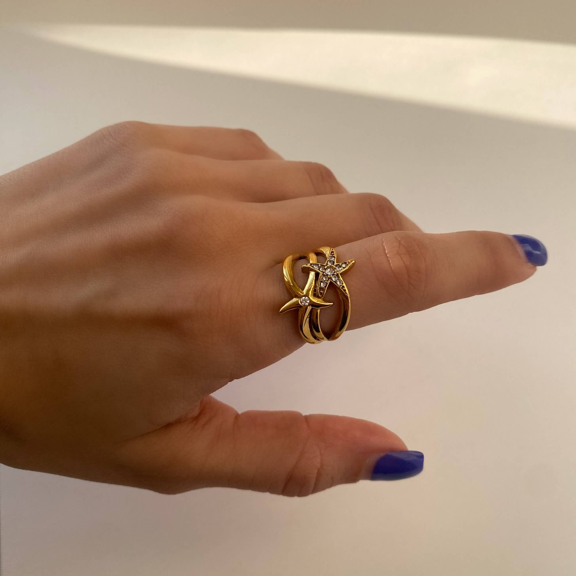 Flat lay of the complete Ocean Ring Set by Kampy Designs, including all three designs styled side by side.