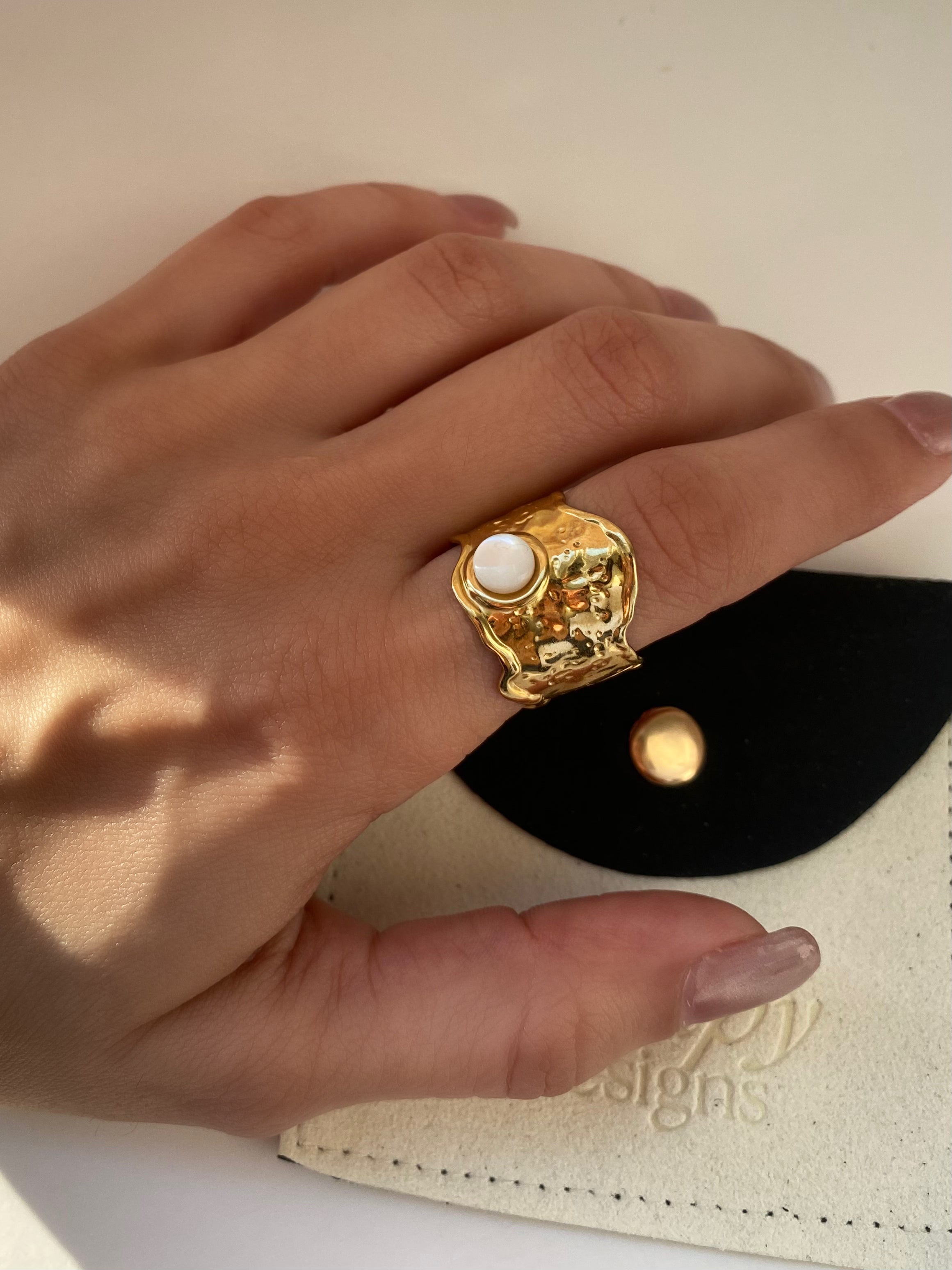 Opal Hammered Ring