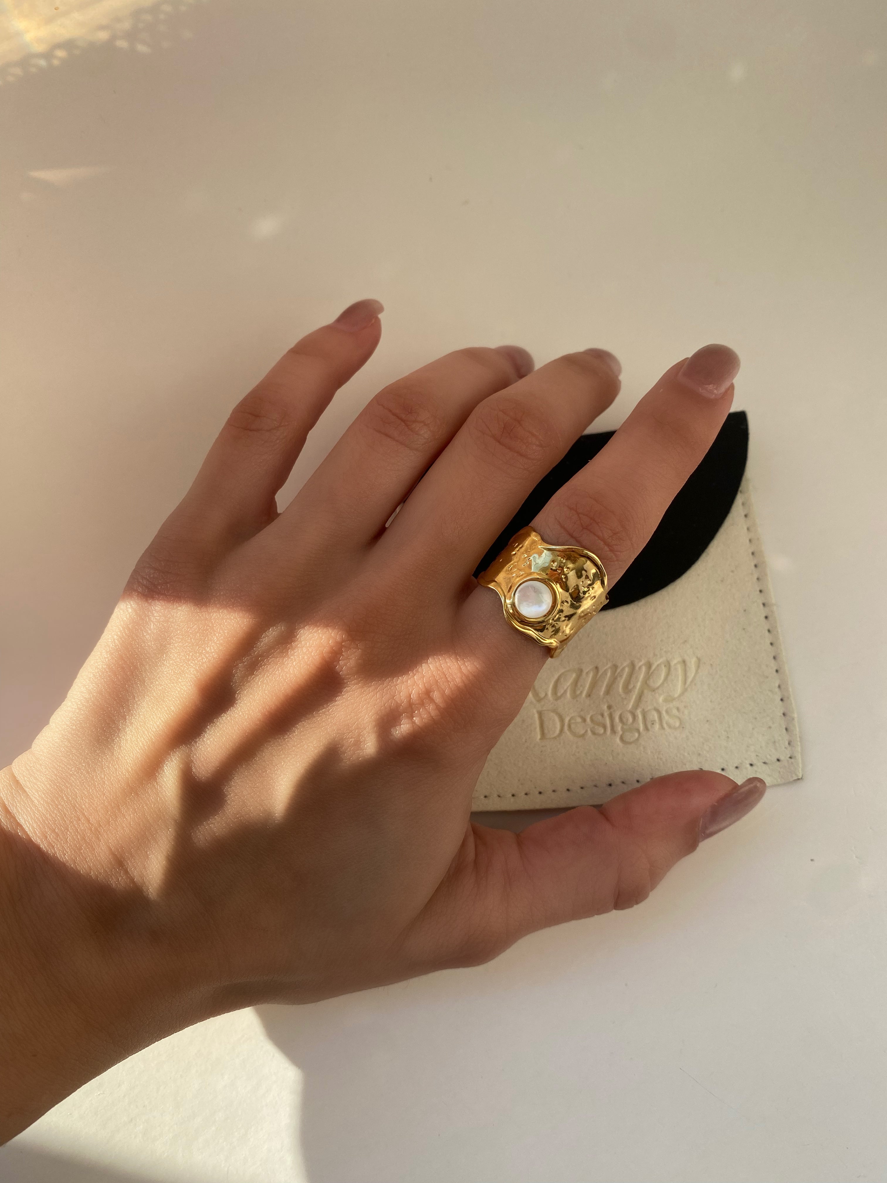 Opal Hammered Ring