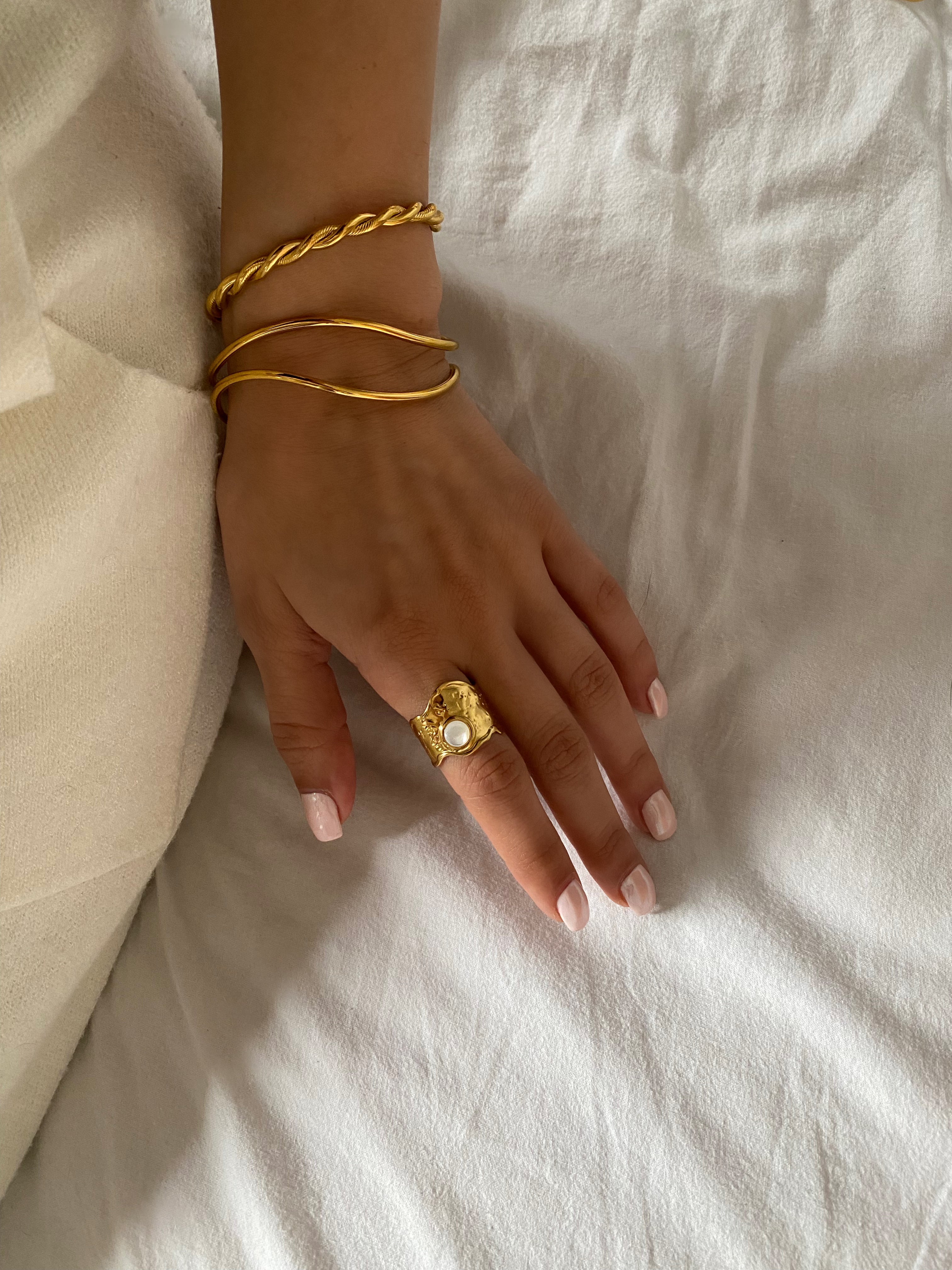Opal Hammered Ring