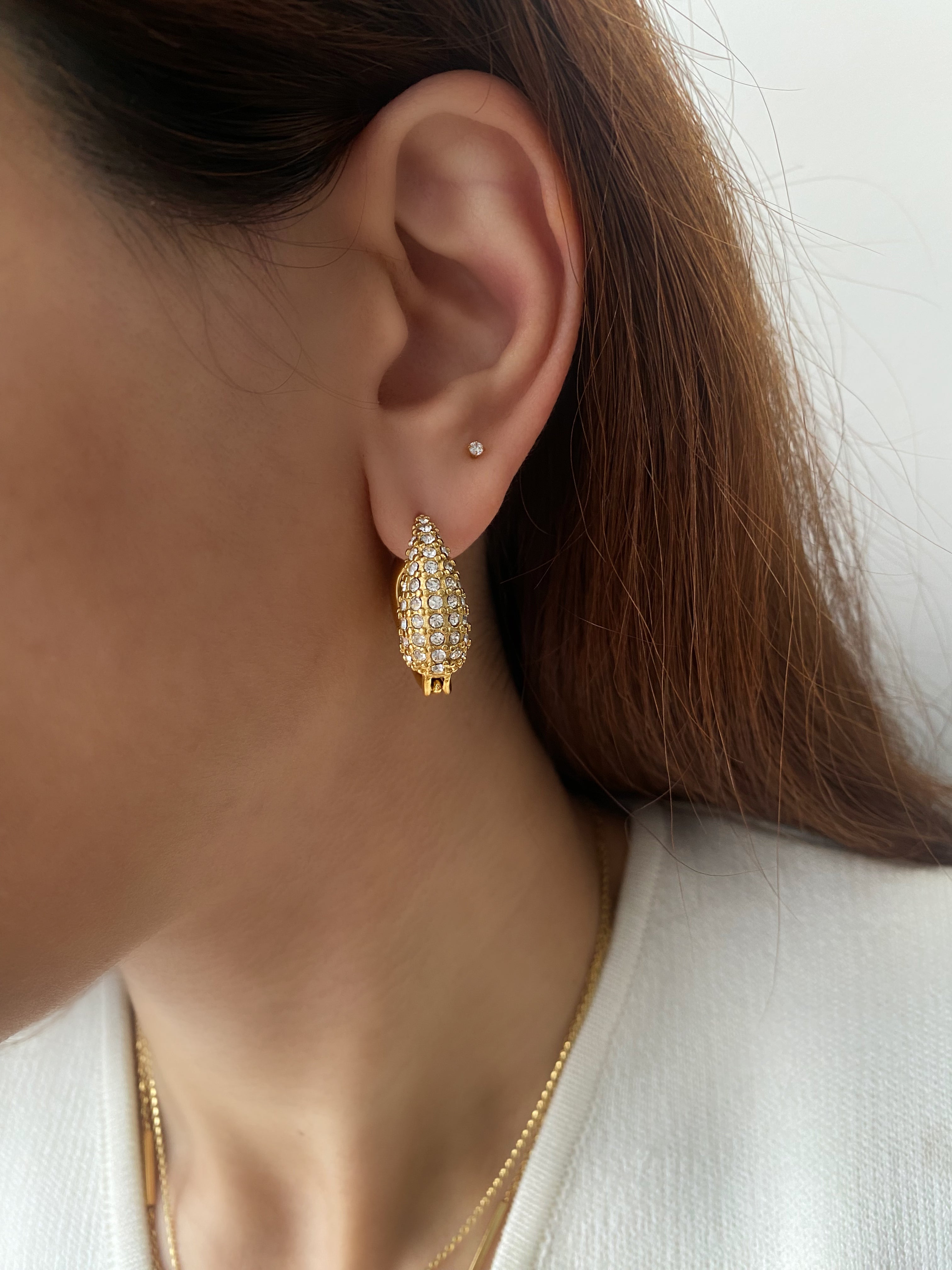 Teardrop Pavé Hoop Earrings