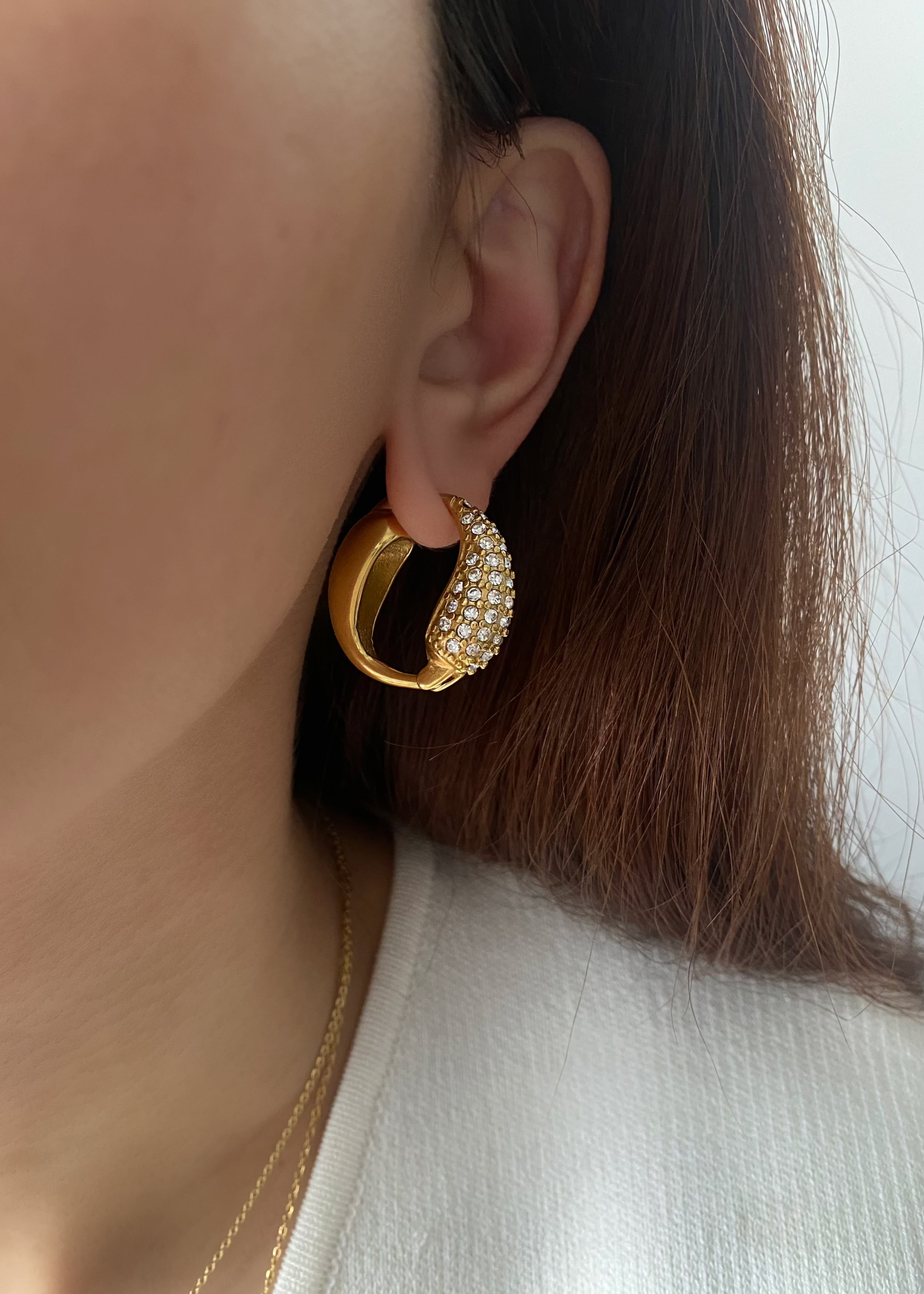 Teardrop Pavé Hoop Earrings