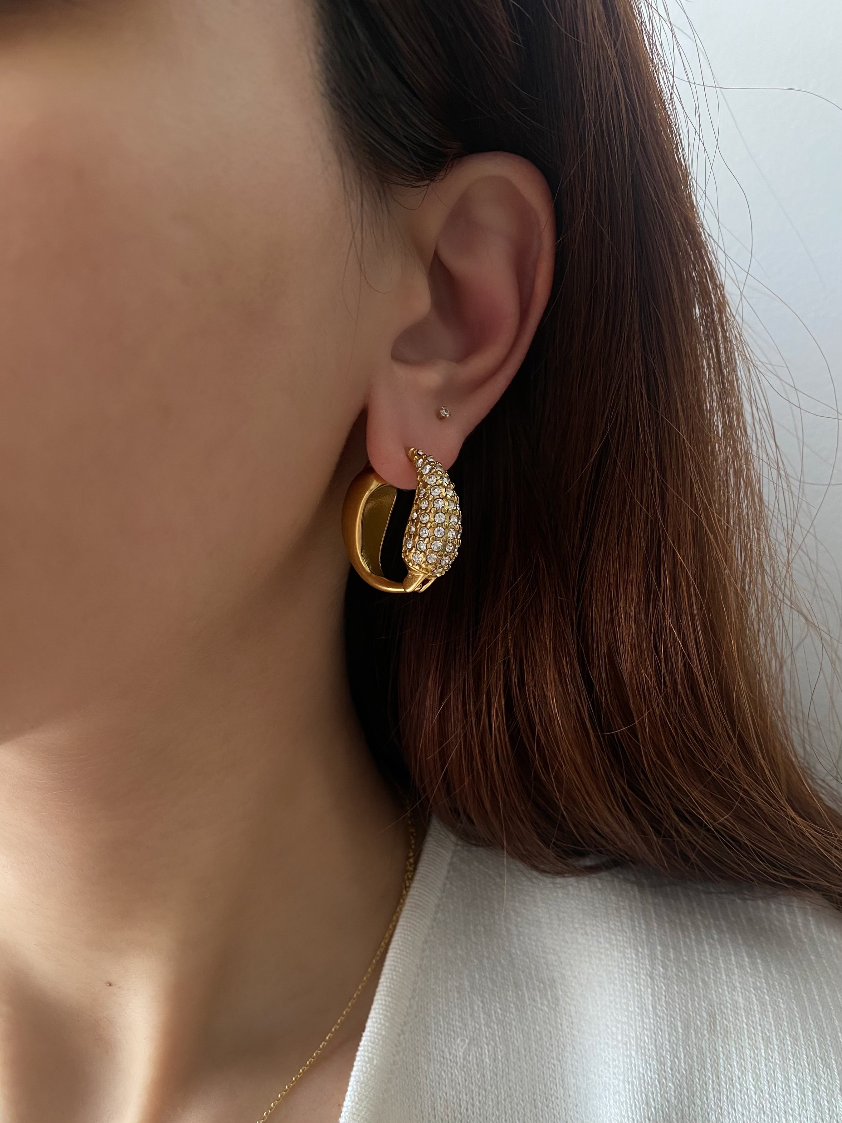 Teardrop Pavé Hoop Earrings