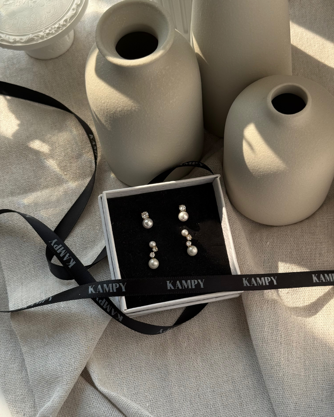 Pearl & CZ Stud Earring Set – Classic Duo