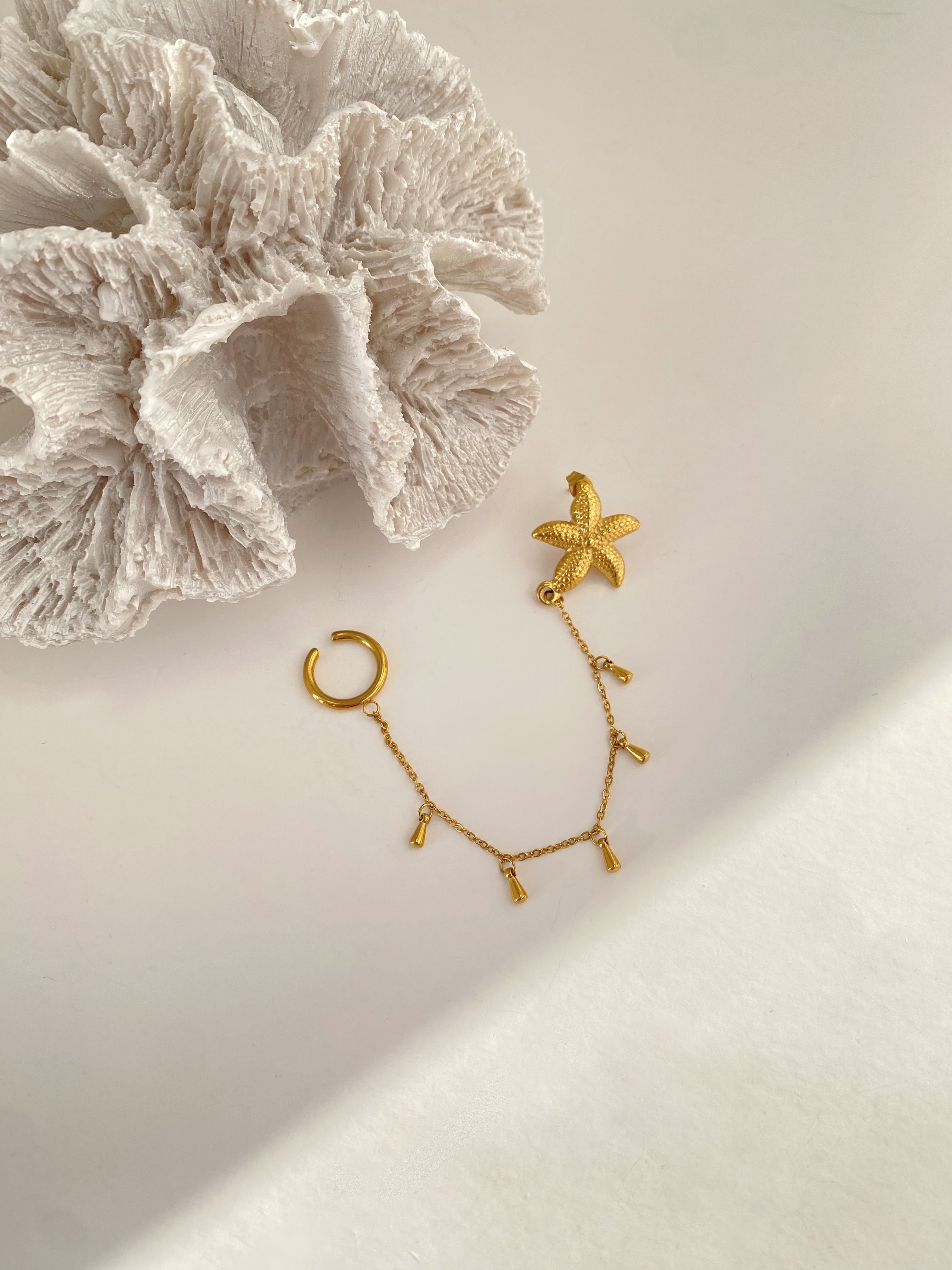 Starfish Chain Cuff Earrings
