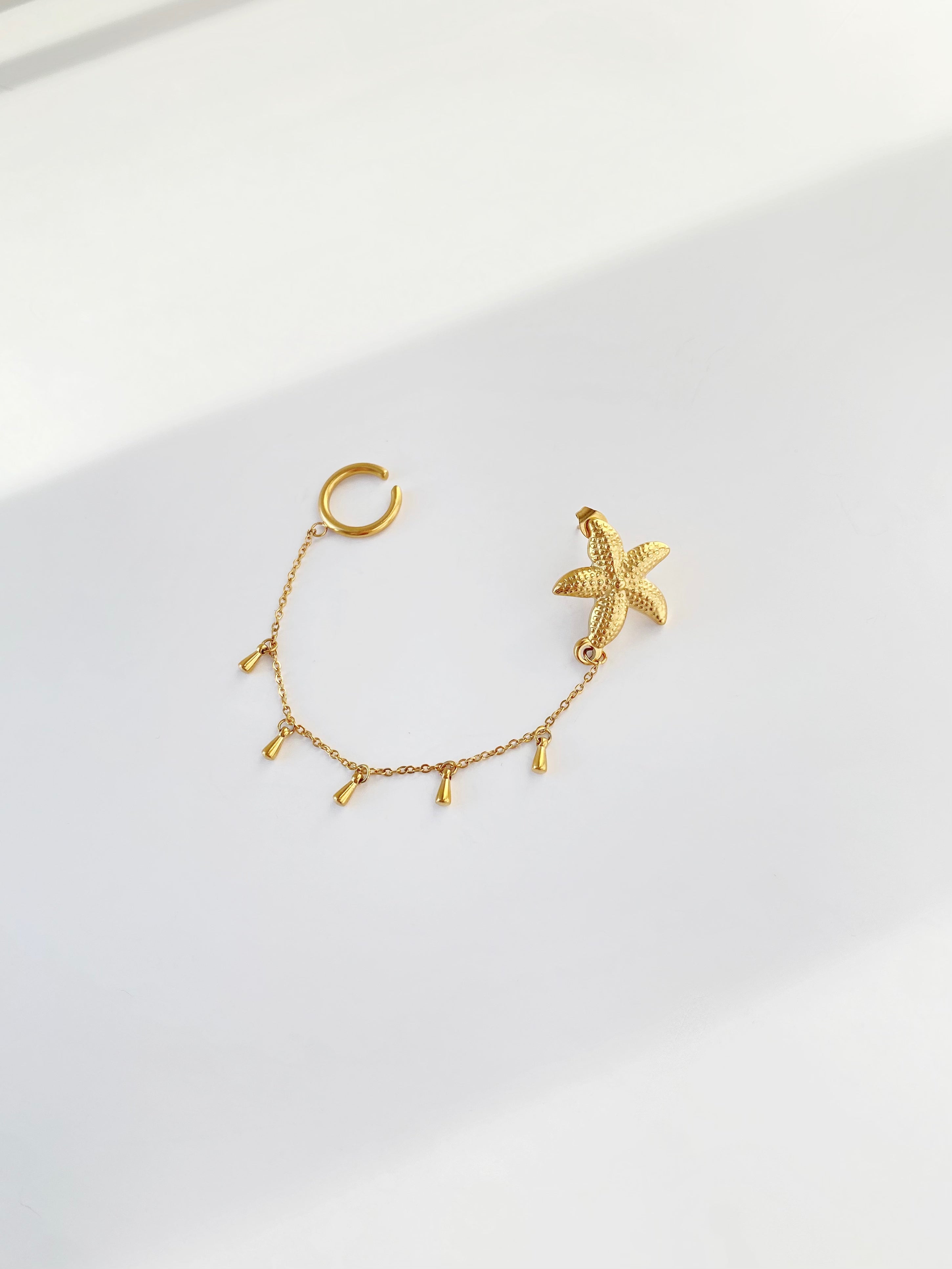 Starfish Chain Cuff Earrings