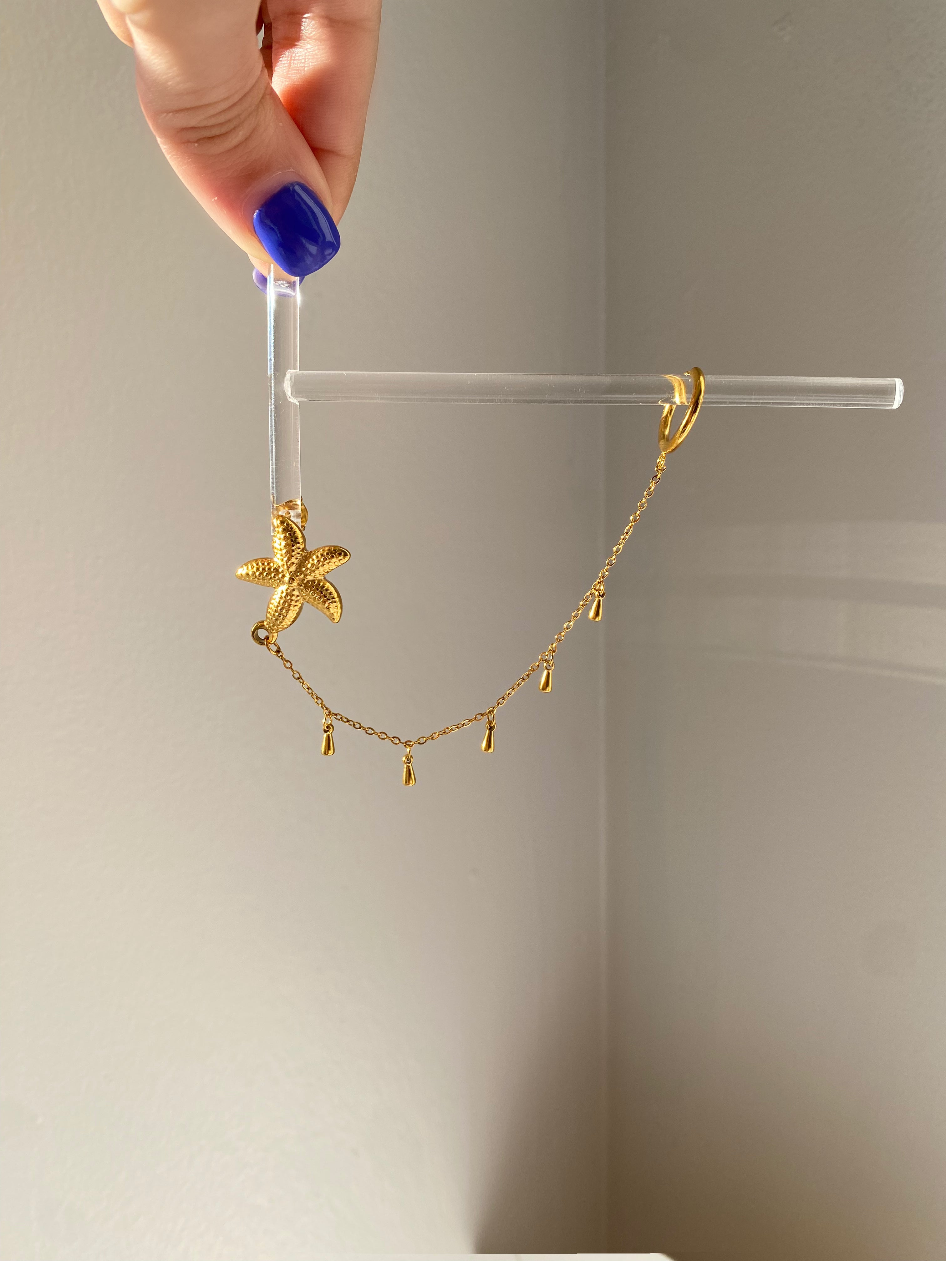Starfish Chain Cuff Earrings