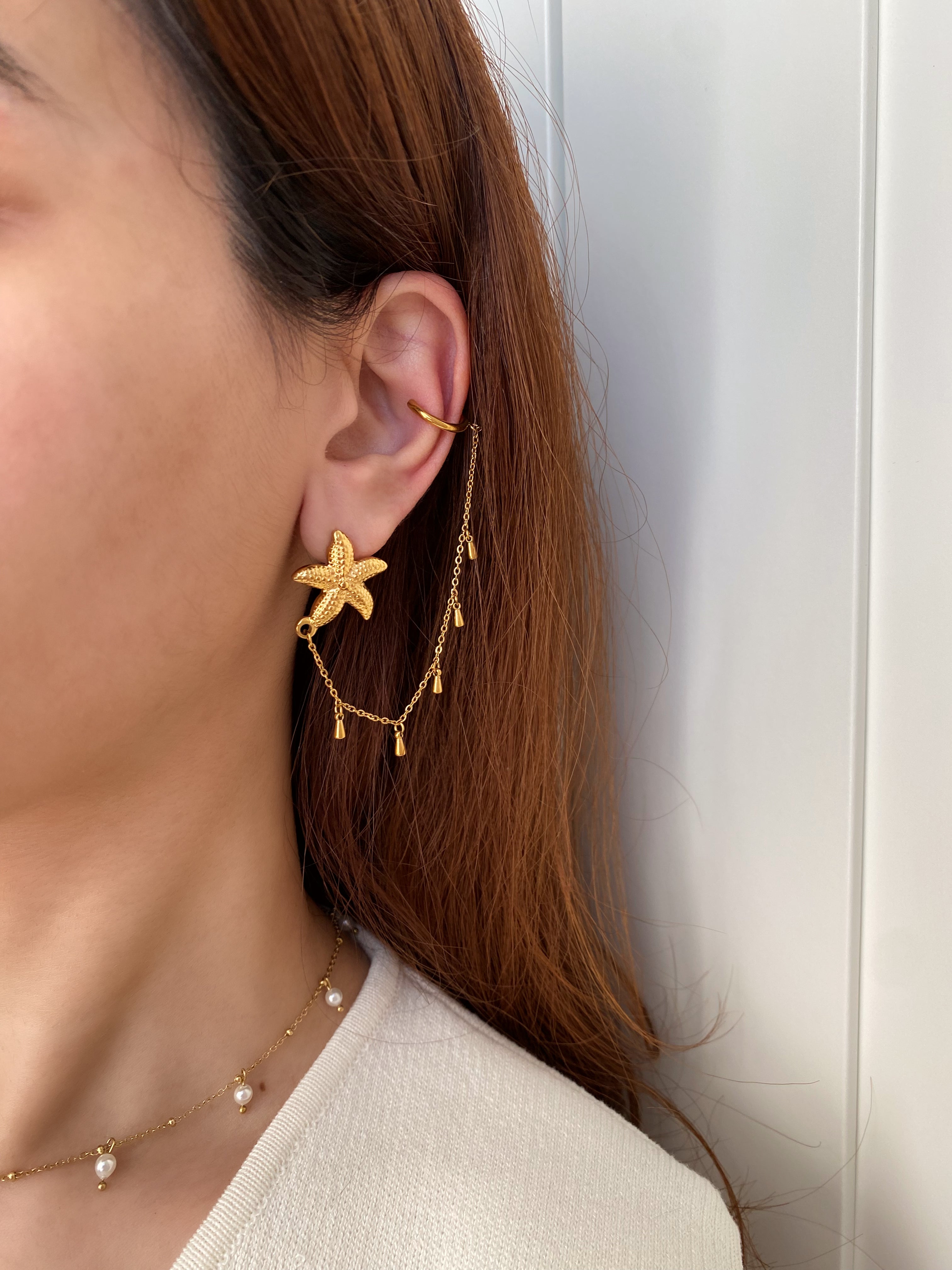 Starfish Chain Cuff Earrings