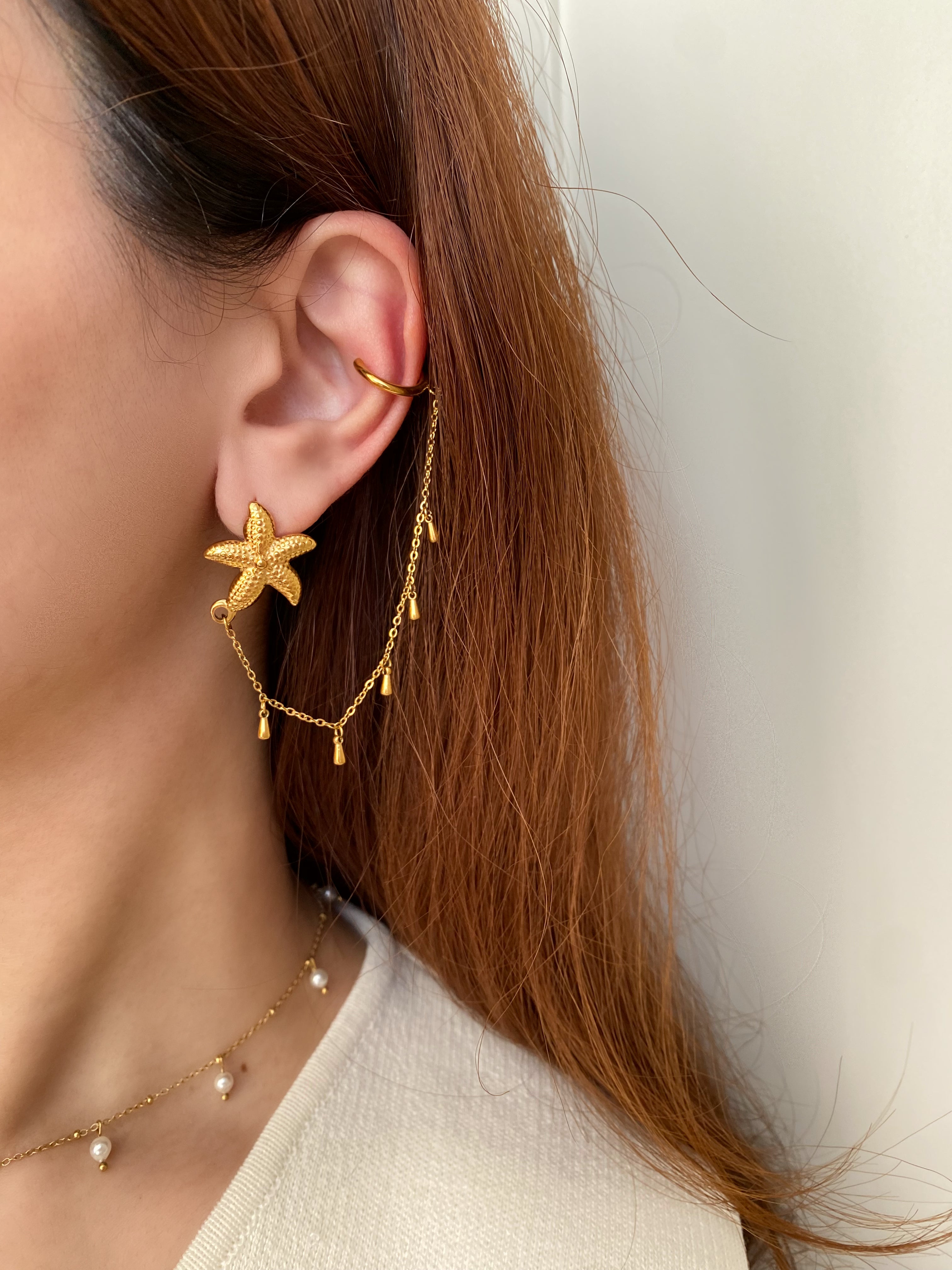 Starfish Chain Cuff Earrings