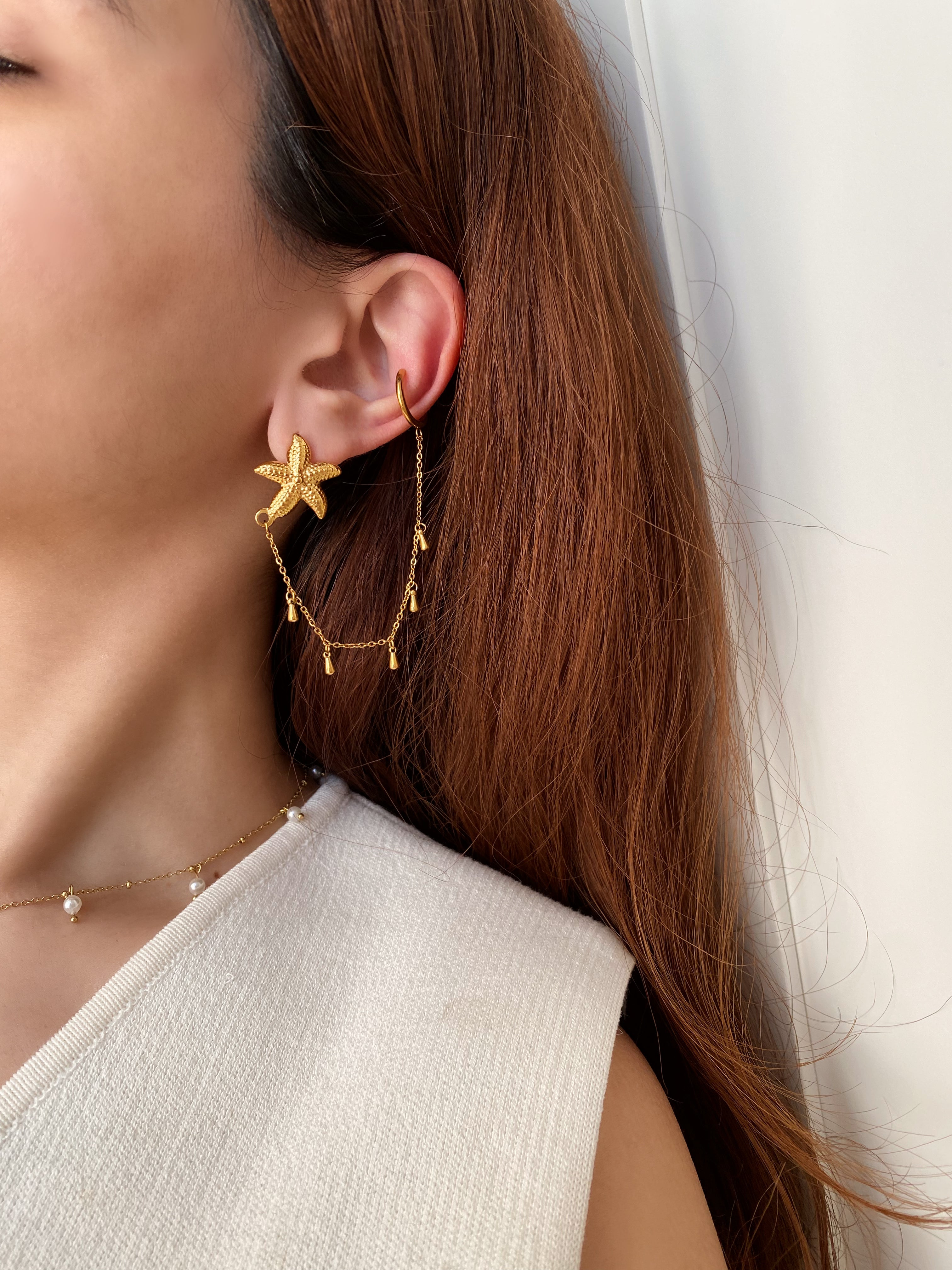 Starfish Chain Cuff Earrings