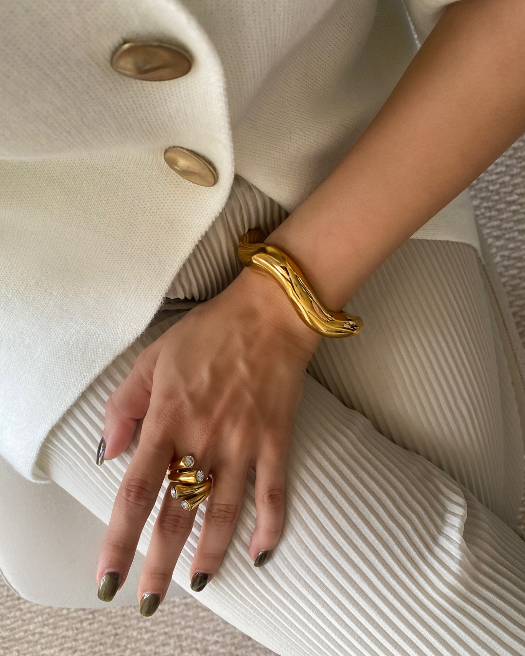 Sculpted Wave Cuff Bracelet