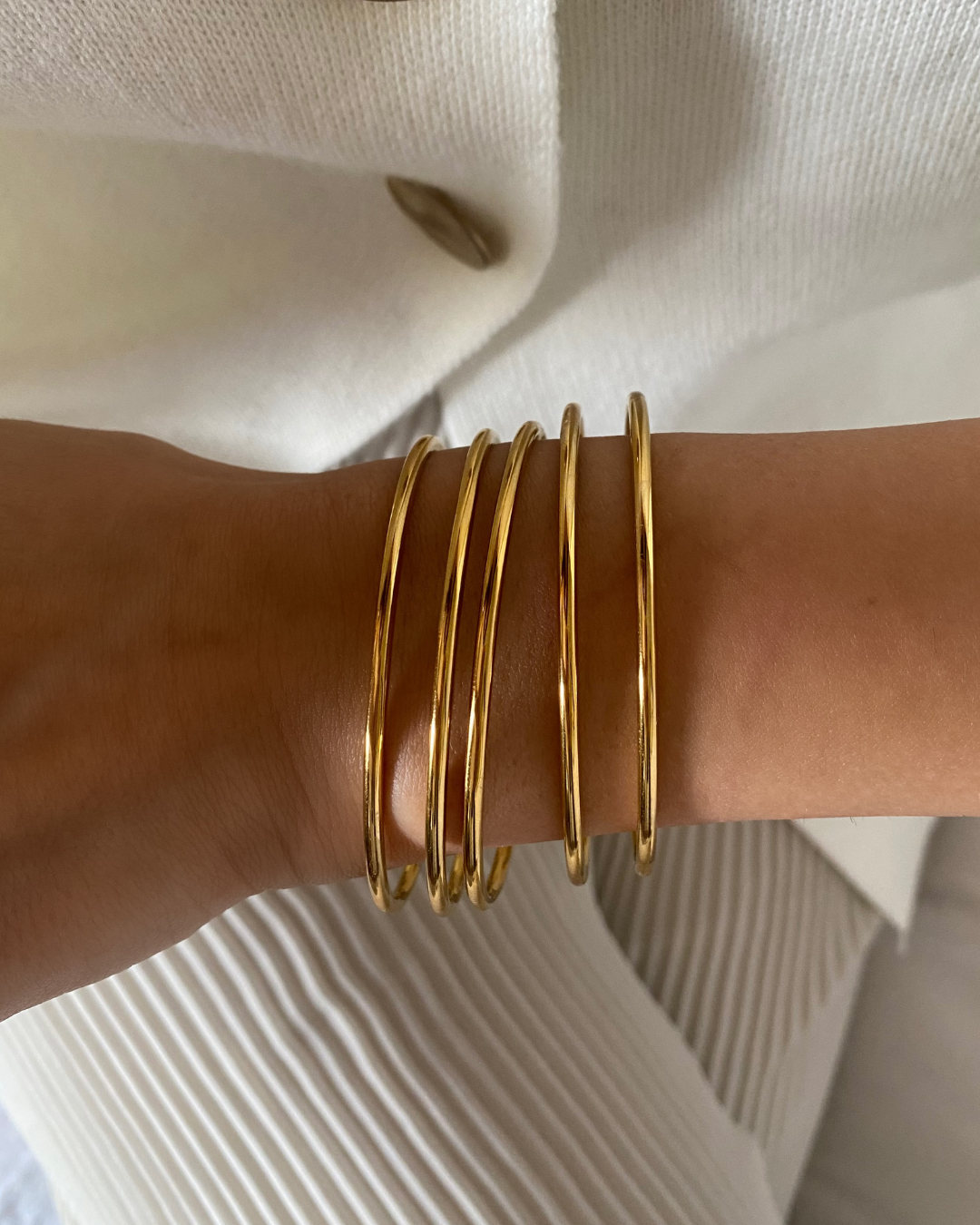 Thin Gold Bangle Set (5-Pack)