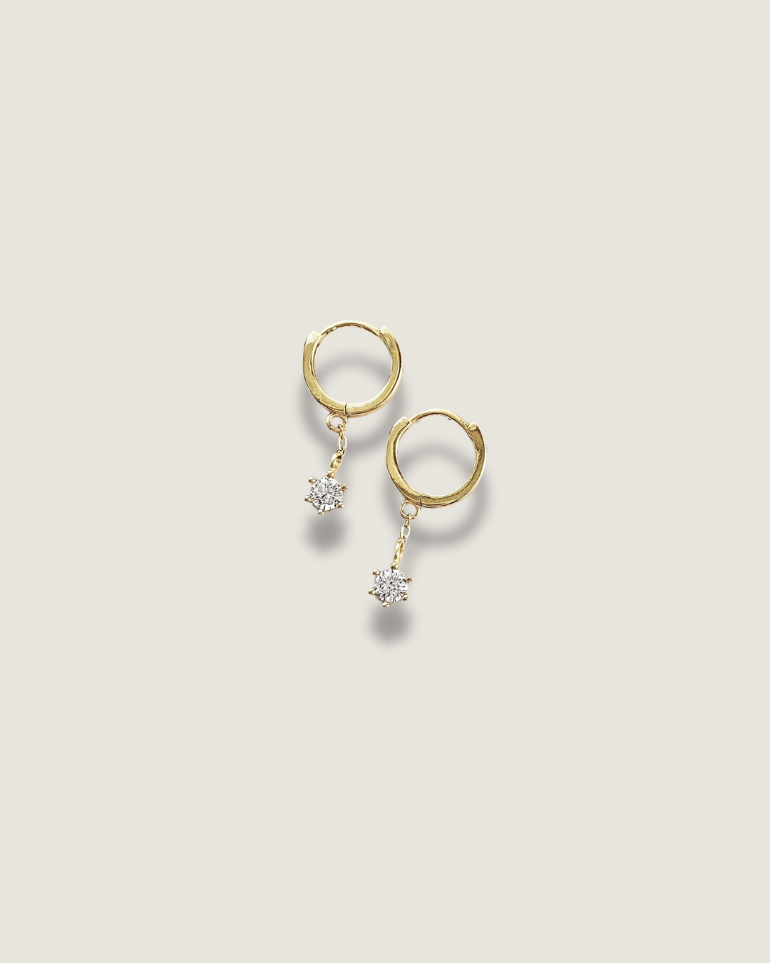 Tiny Hoop Drop Diamond Earrings