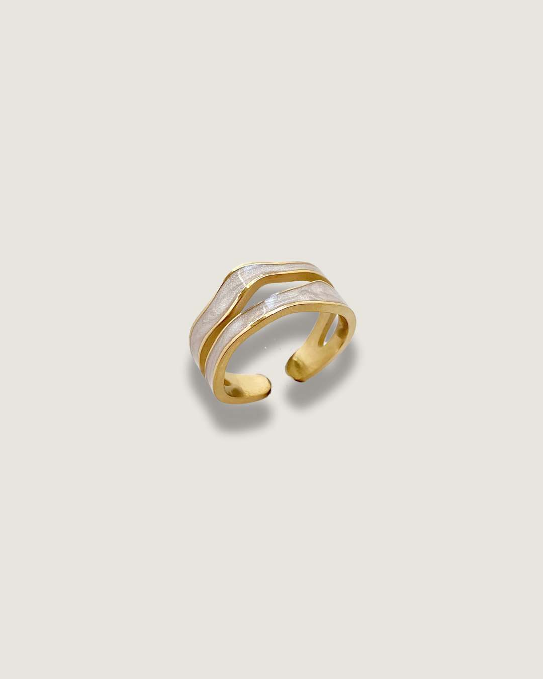 White Enamel Wave Ring