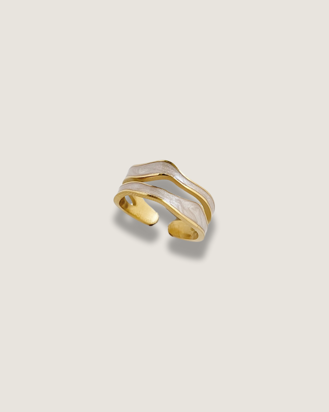 White Enamel Wave Ring