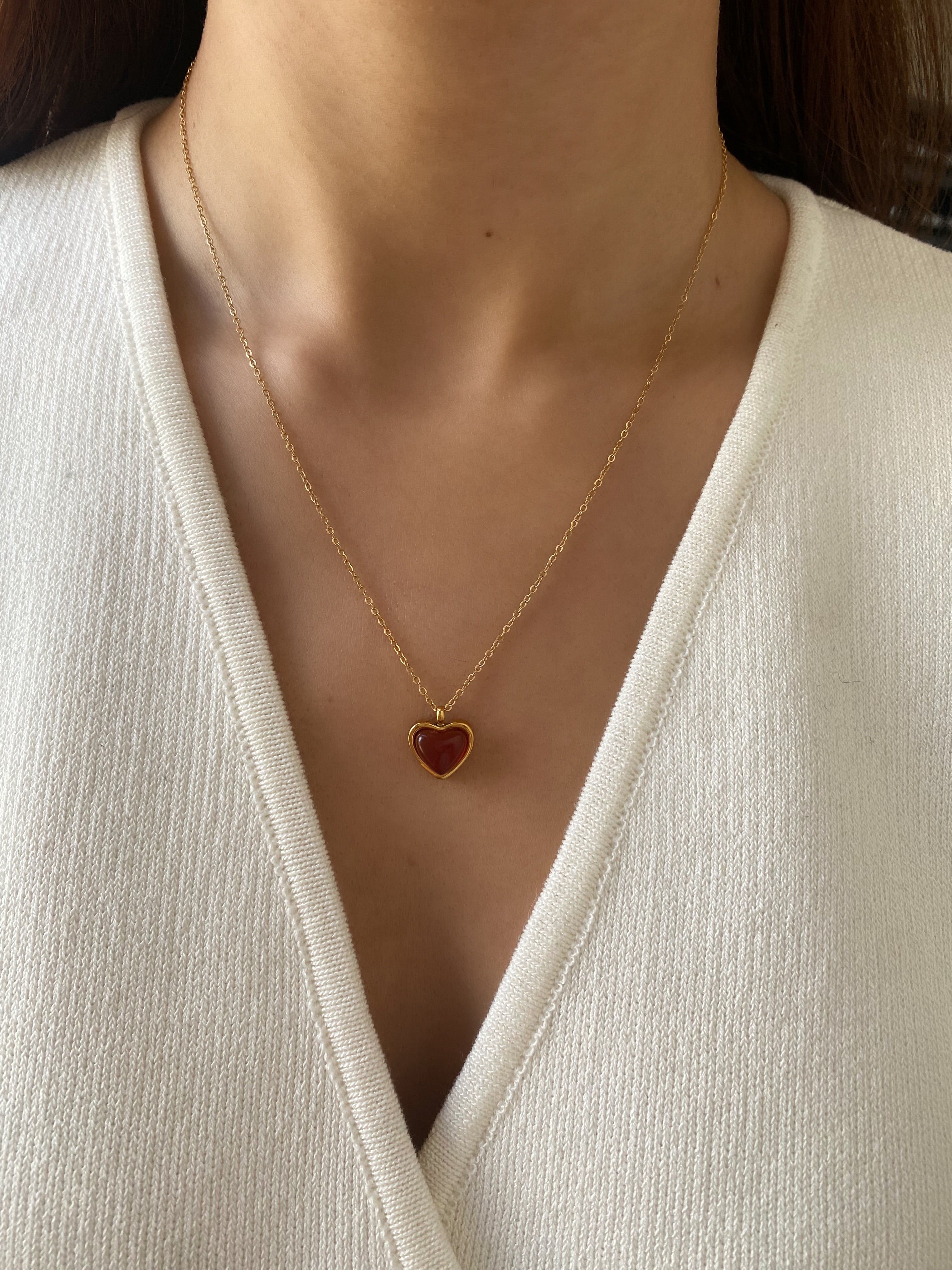 Red Agate Heart Necklace