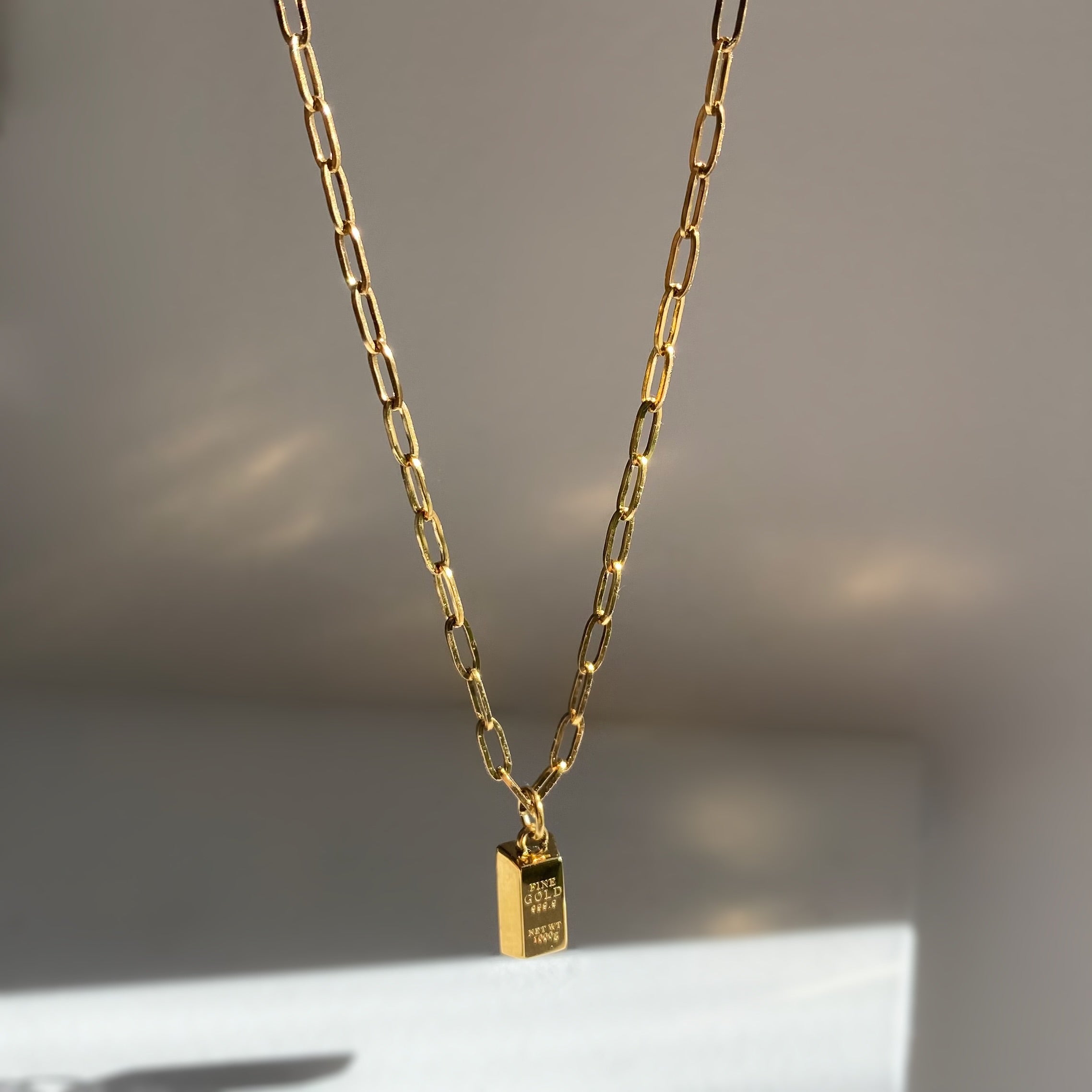 Gold Bar Pendant Necklace