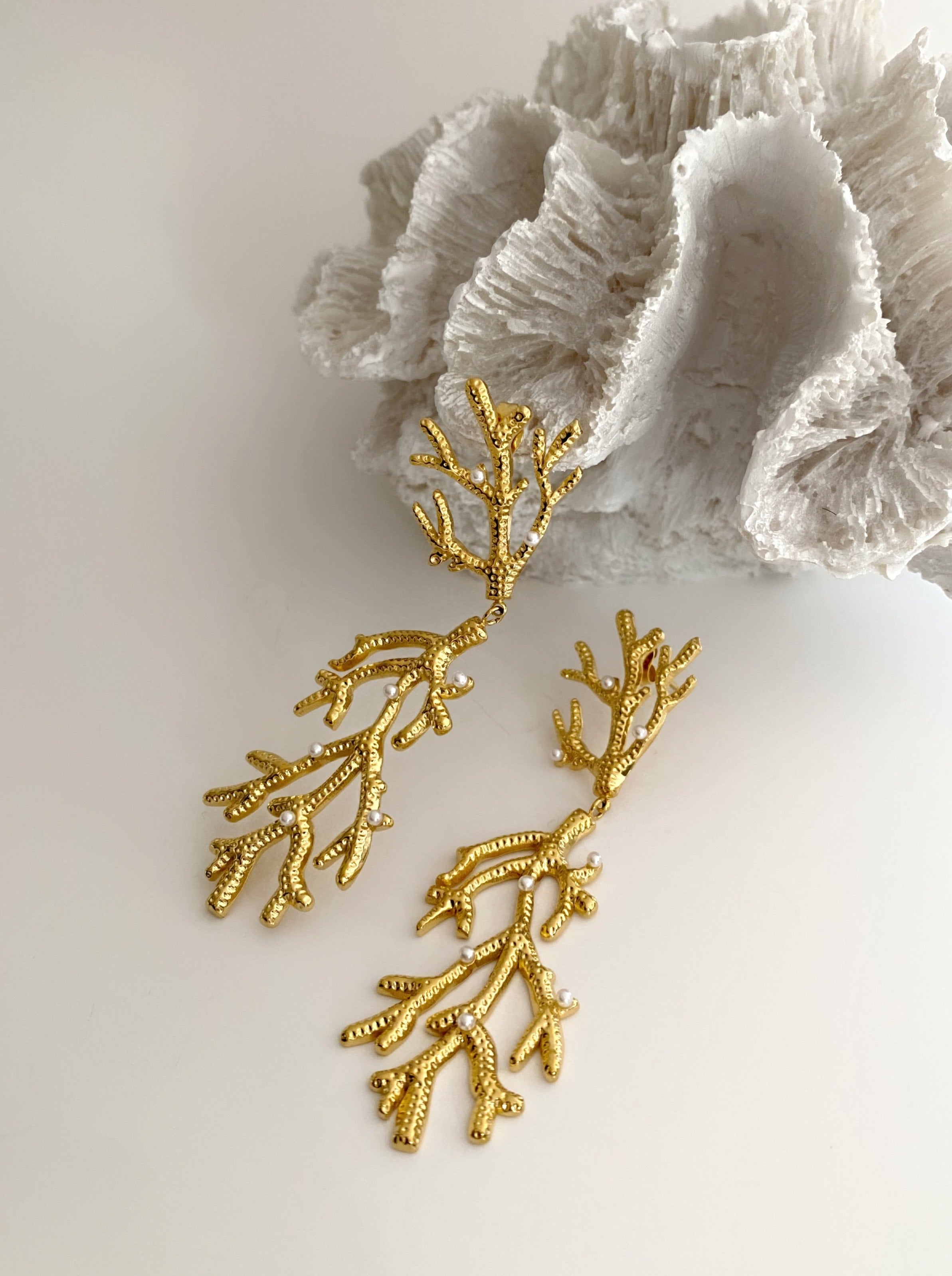 Gold Coral Earrings