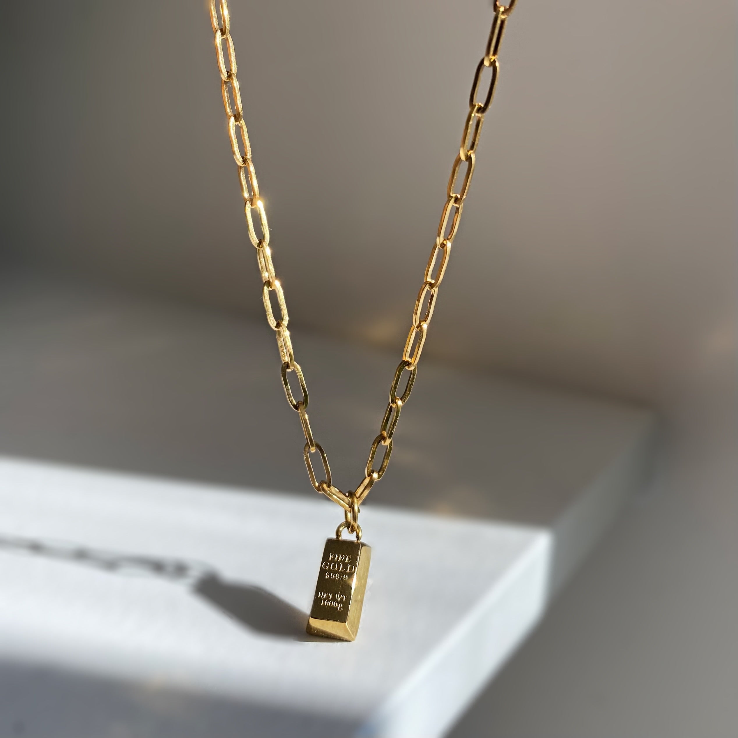 Gold Bar Pendant Necklace