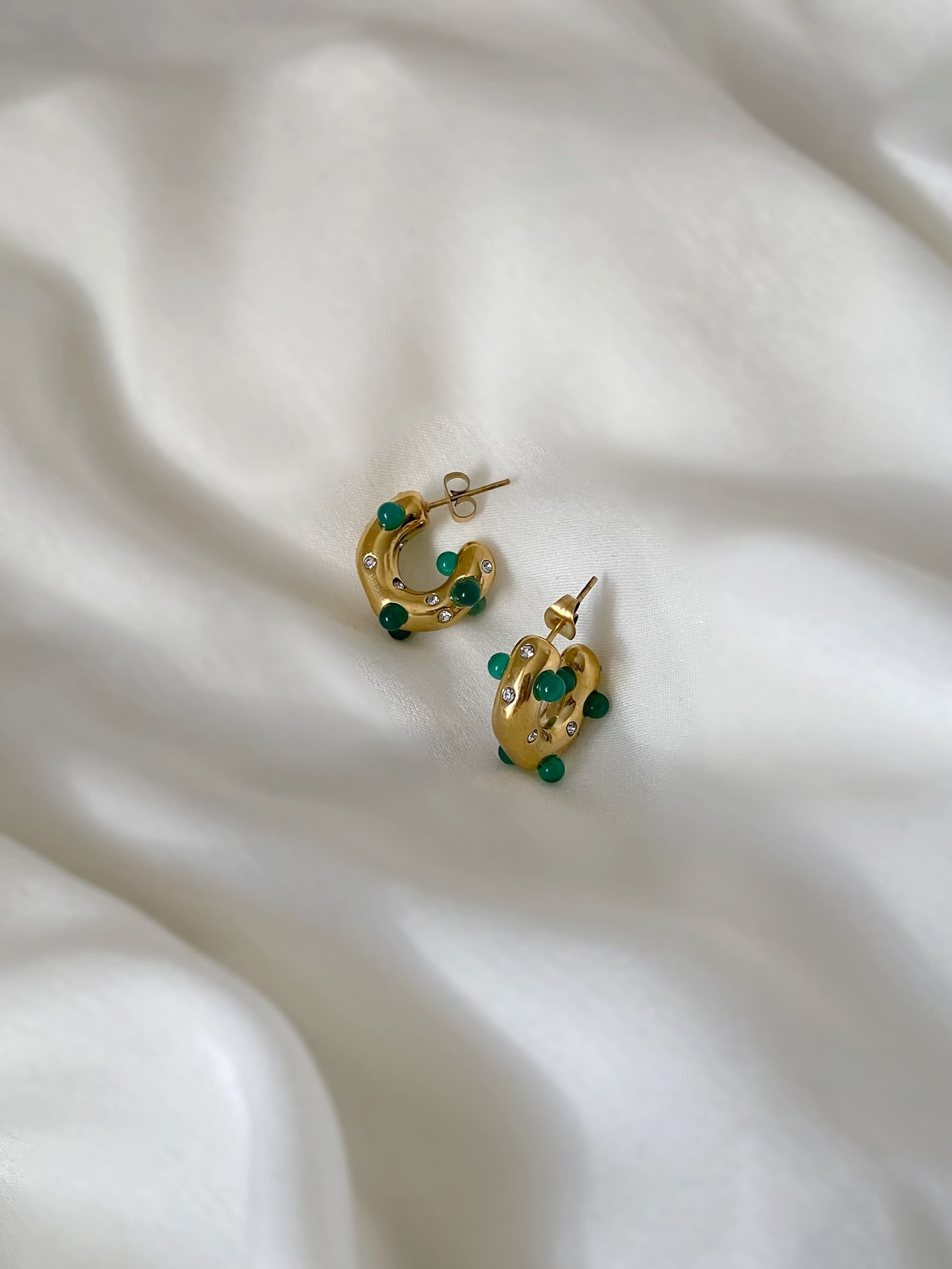 Retro Jade Hoop Earrings