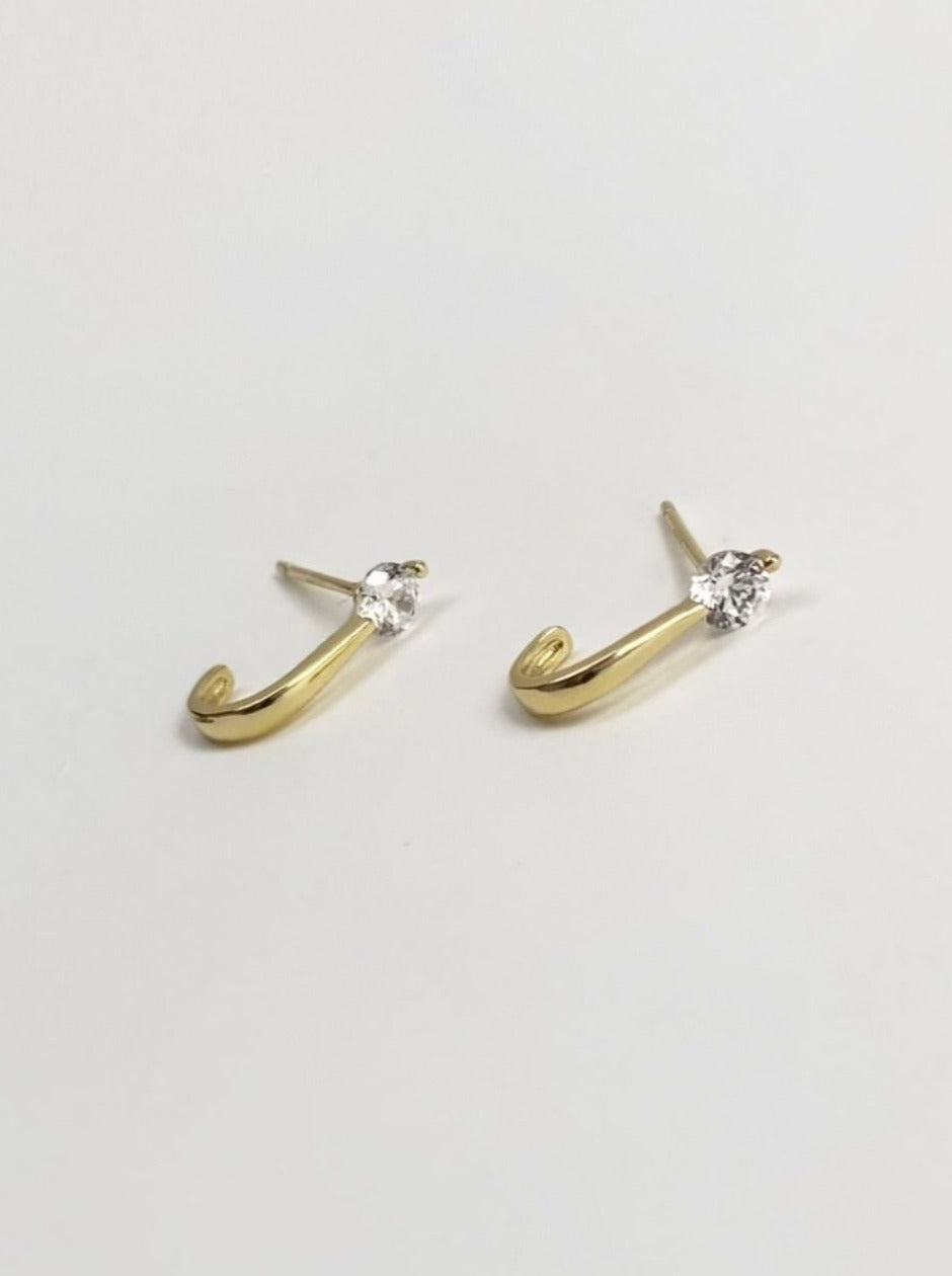 Tiny Diamond Hook Earrings