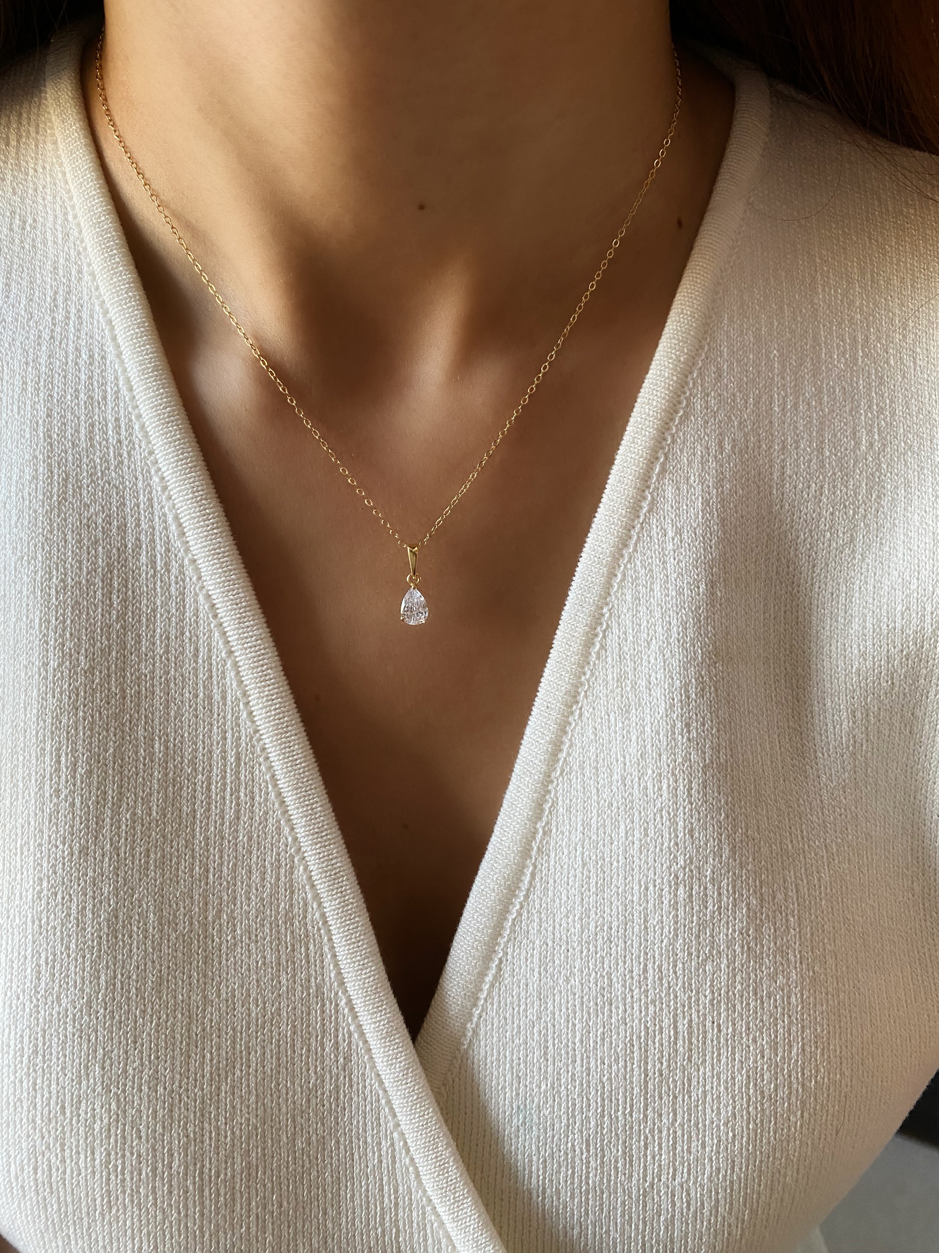 Pear Diamond Pendant Necklace