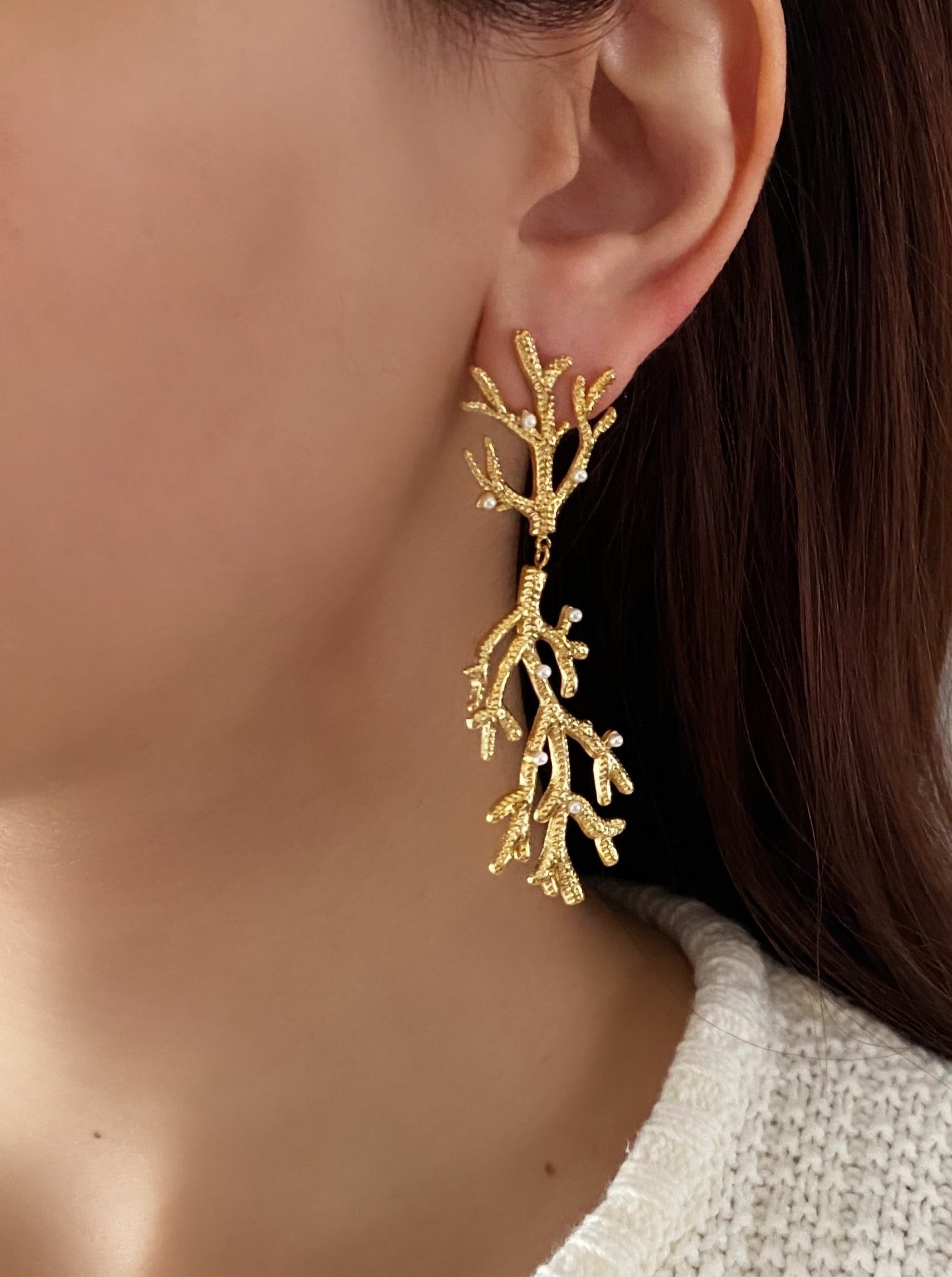 Gold Coral Earrings