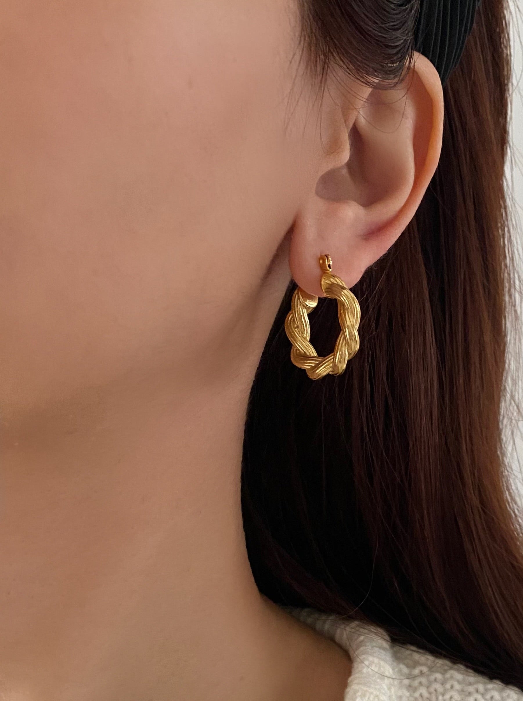 Twist Huggie Hoop Earrings