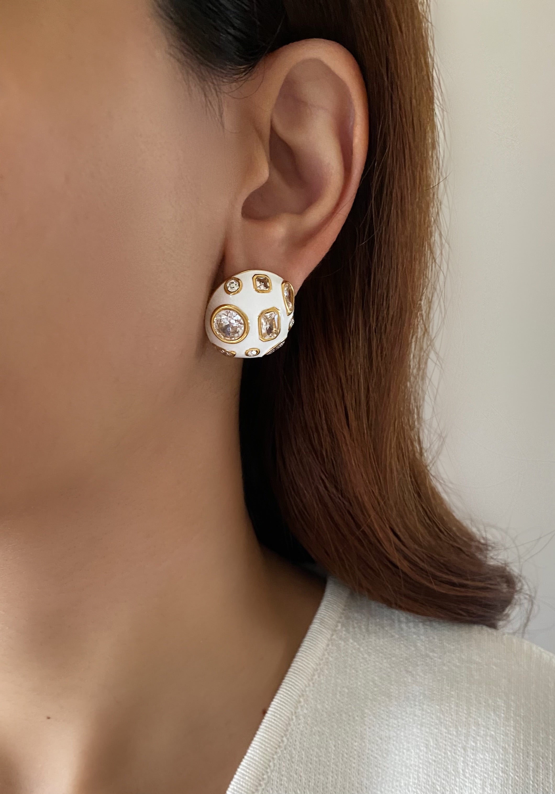 Vintage White Stud Earrings