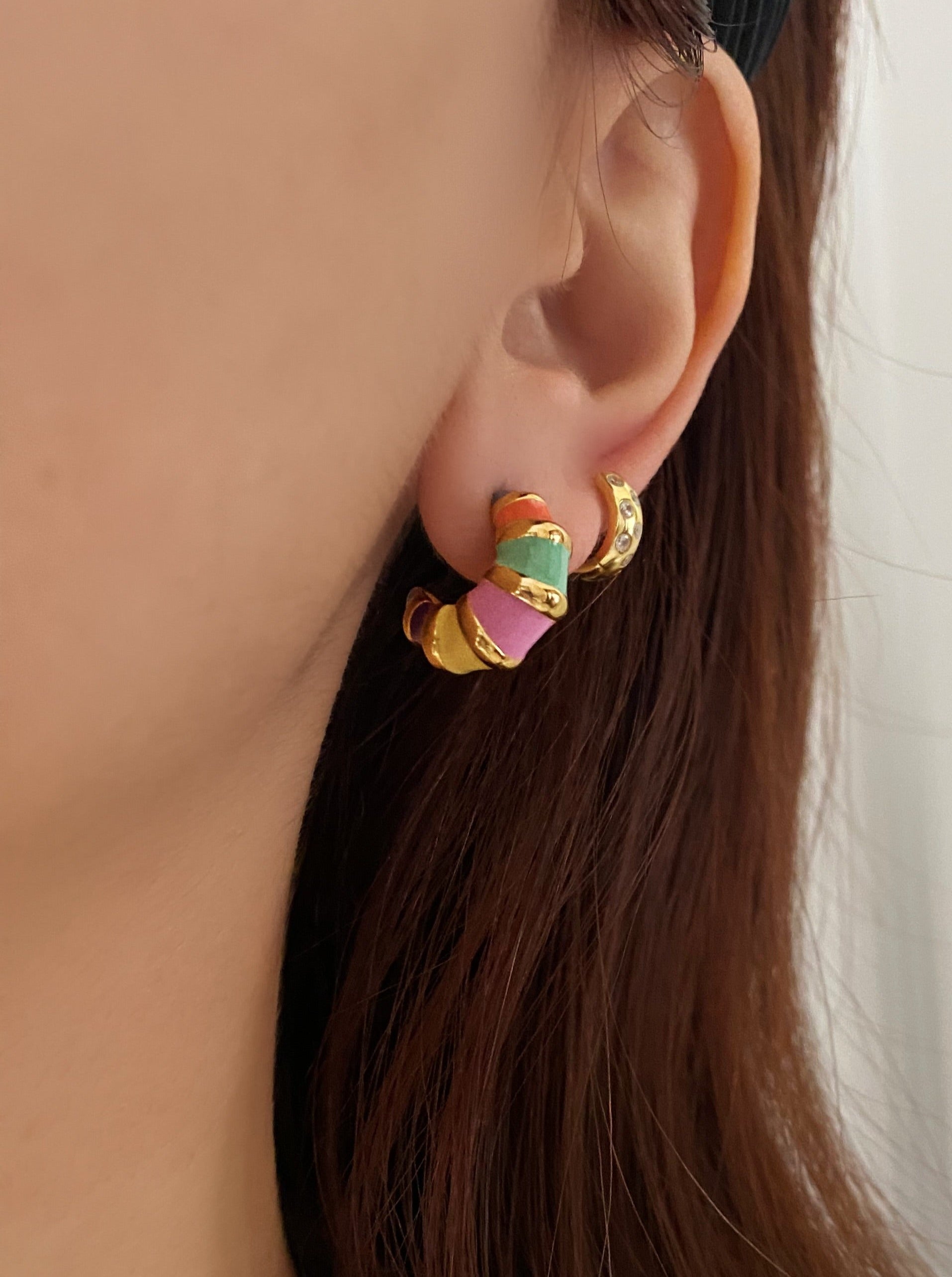 Multi-color Croissant Earrings