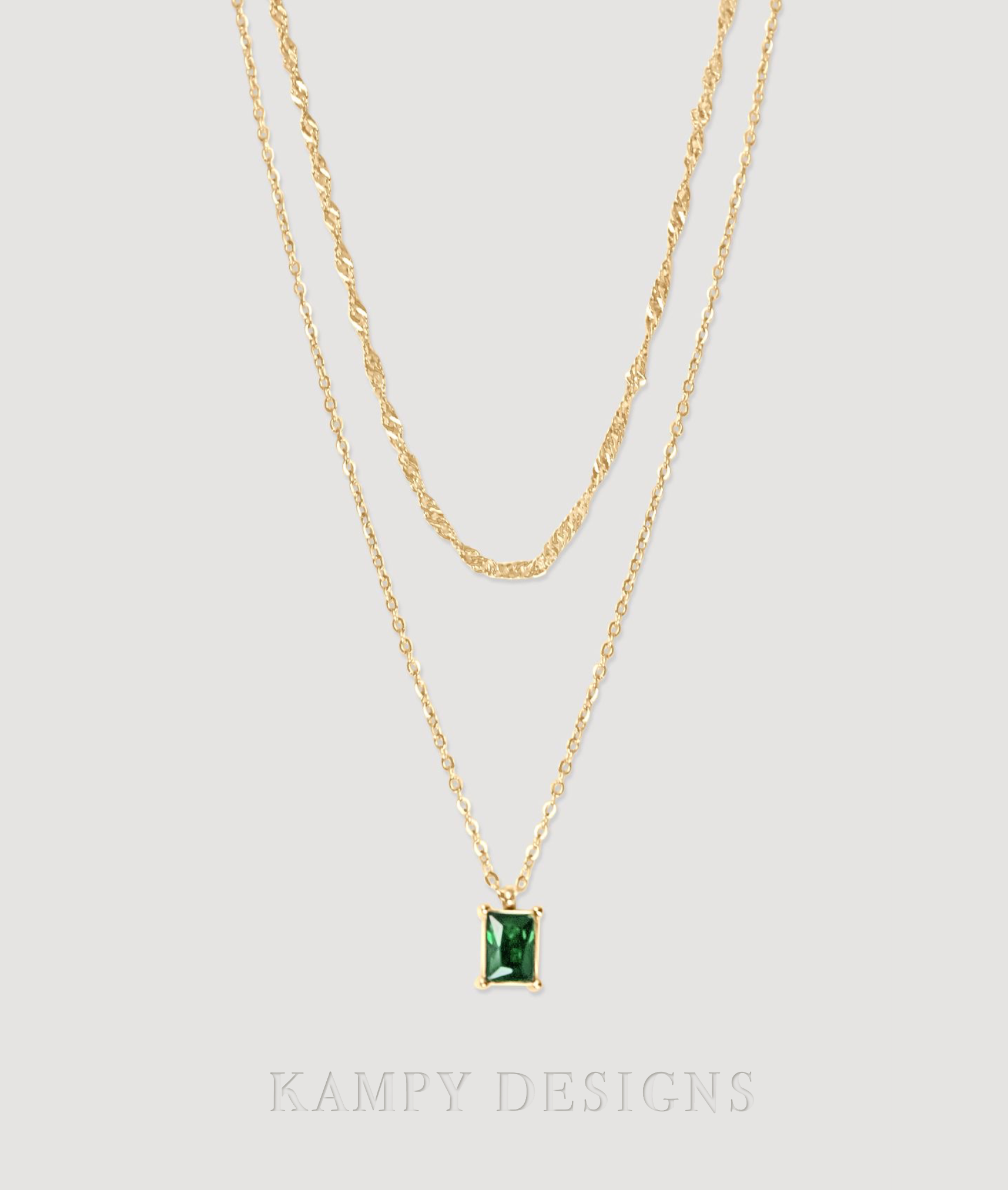 Emerald Double Chain Necklace