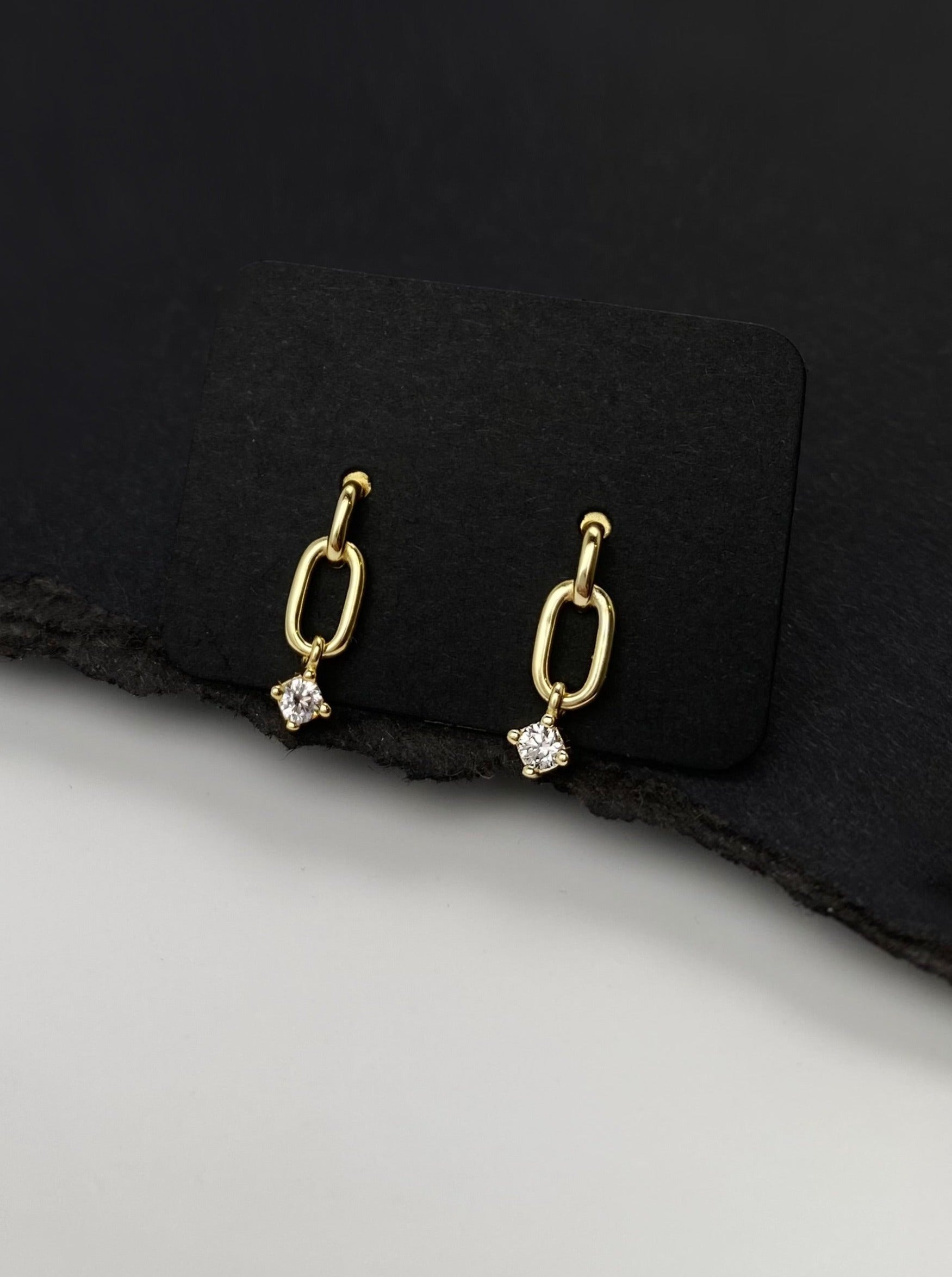 Tiny Link Diamond Earrings