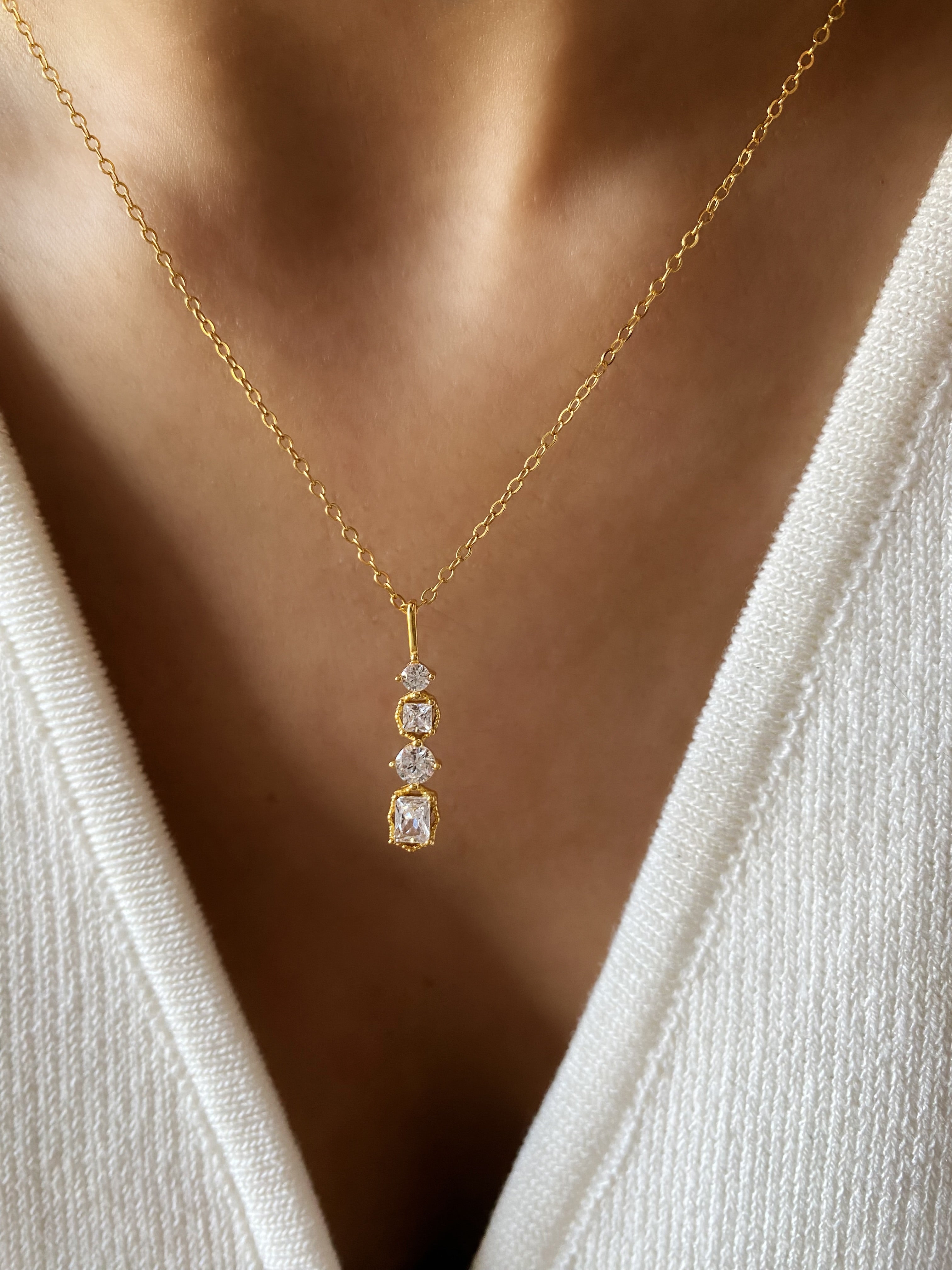 Diamond Tower Pendant Necklace