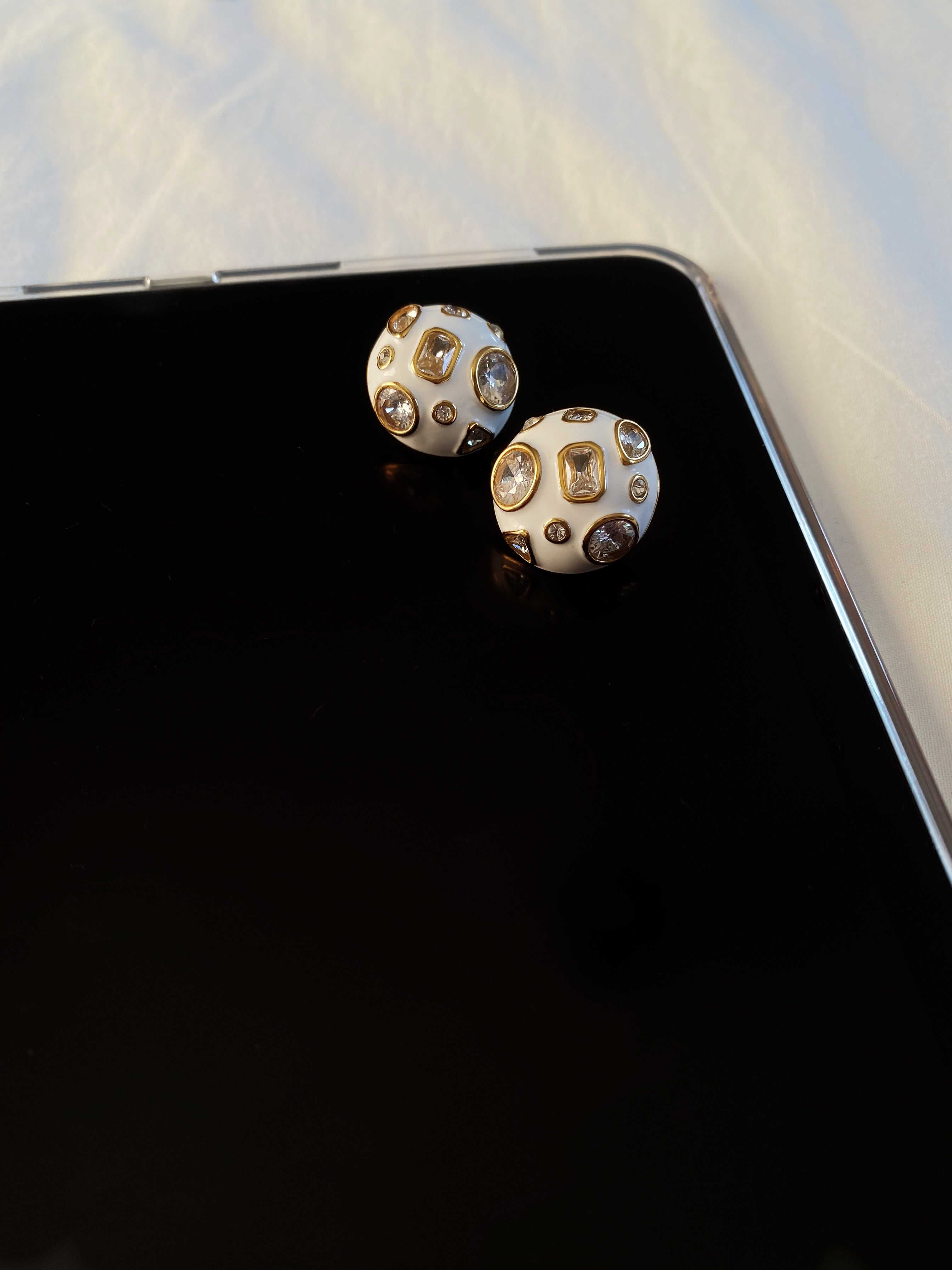 Vintage White Stud Earrings