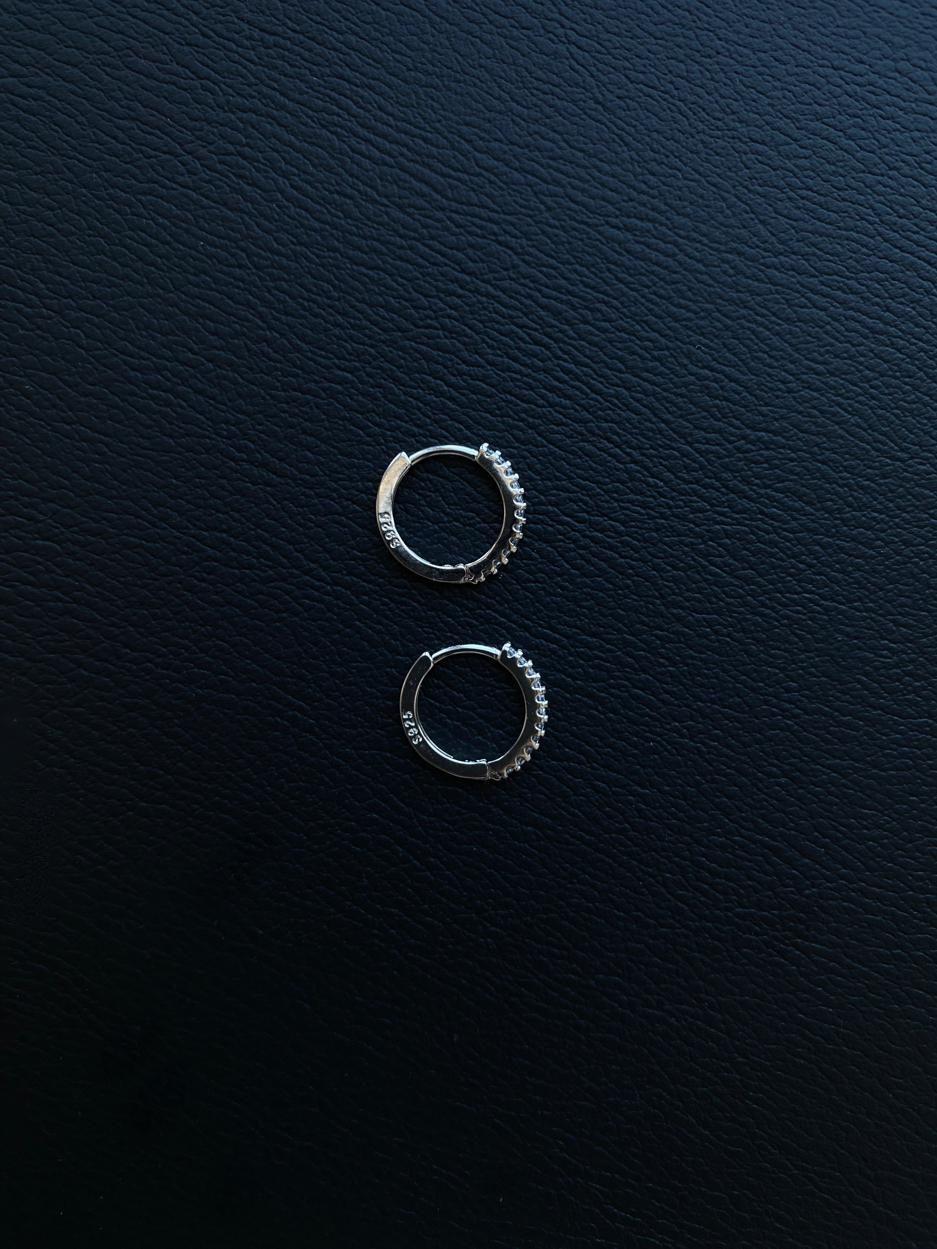 Pave Silver Hoop Earrings