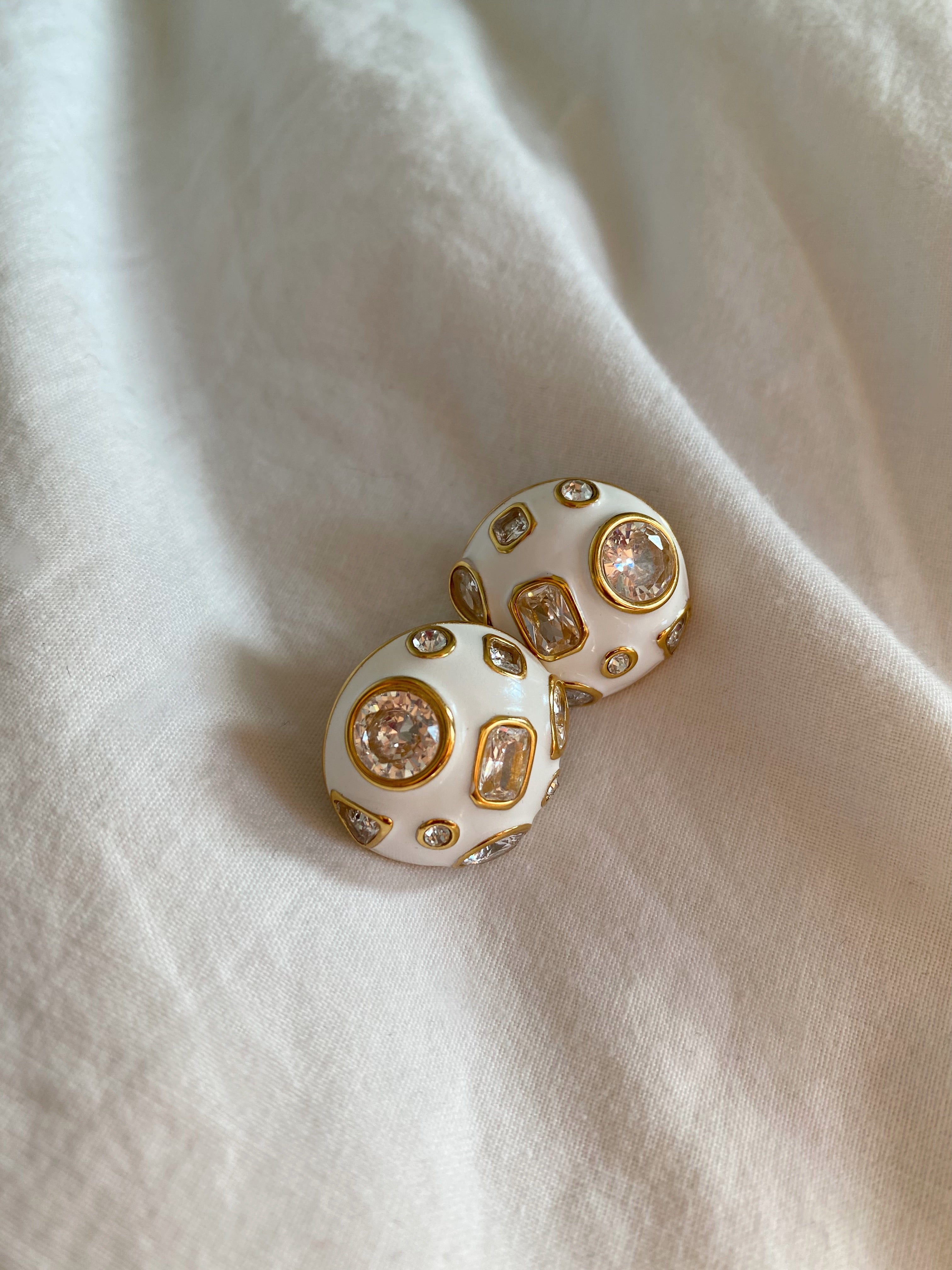 Vintage White Stud Earrings