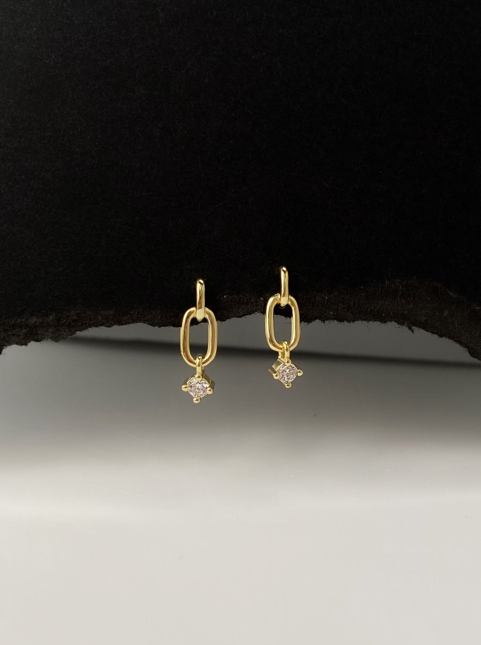 Tiny Link Diamond Earrings