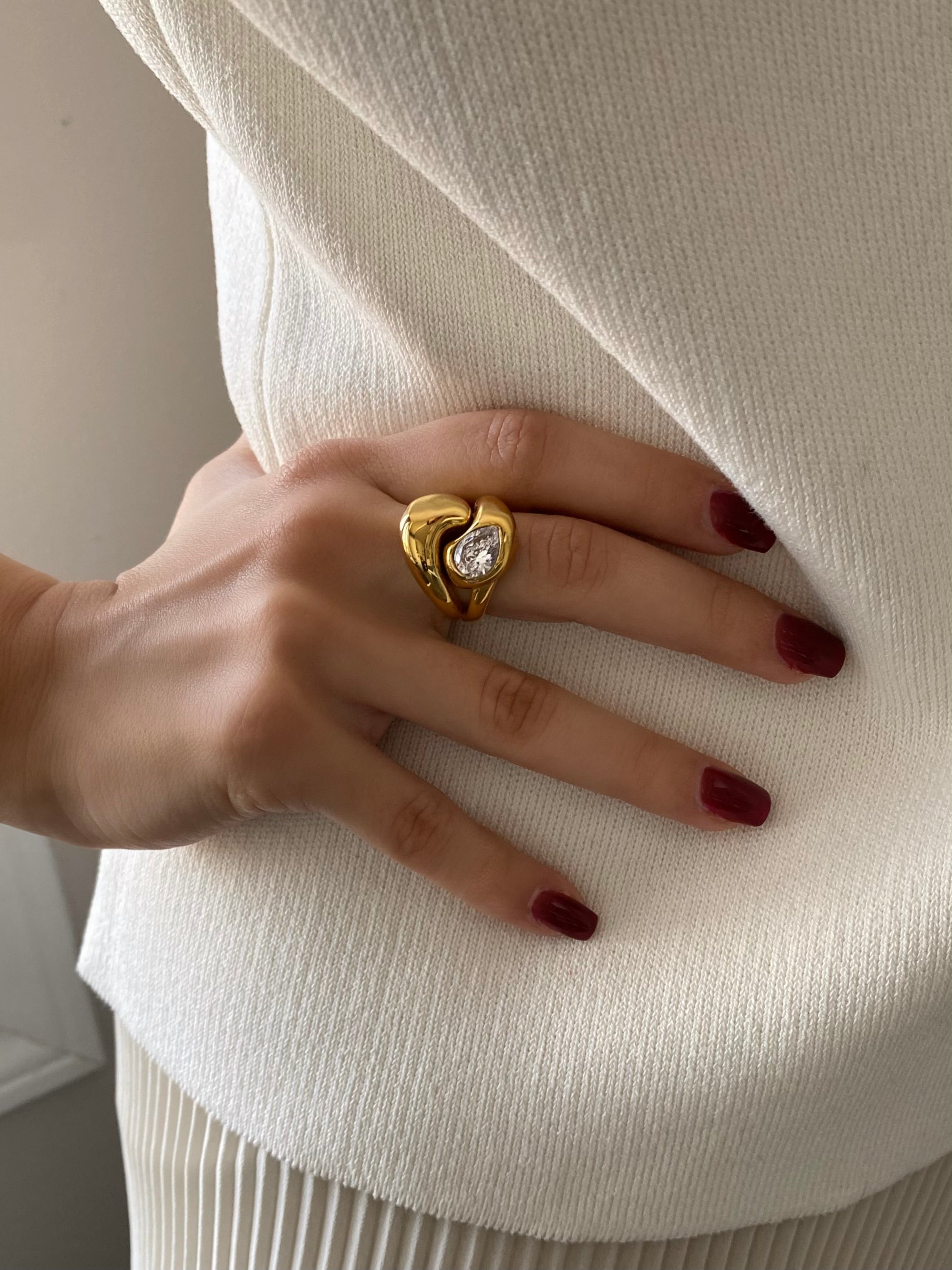 Pear Diamond Yin Yang Ring