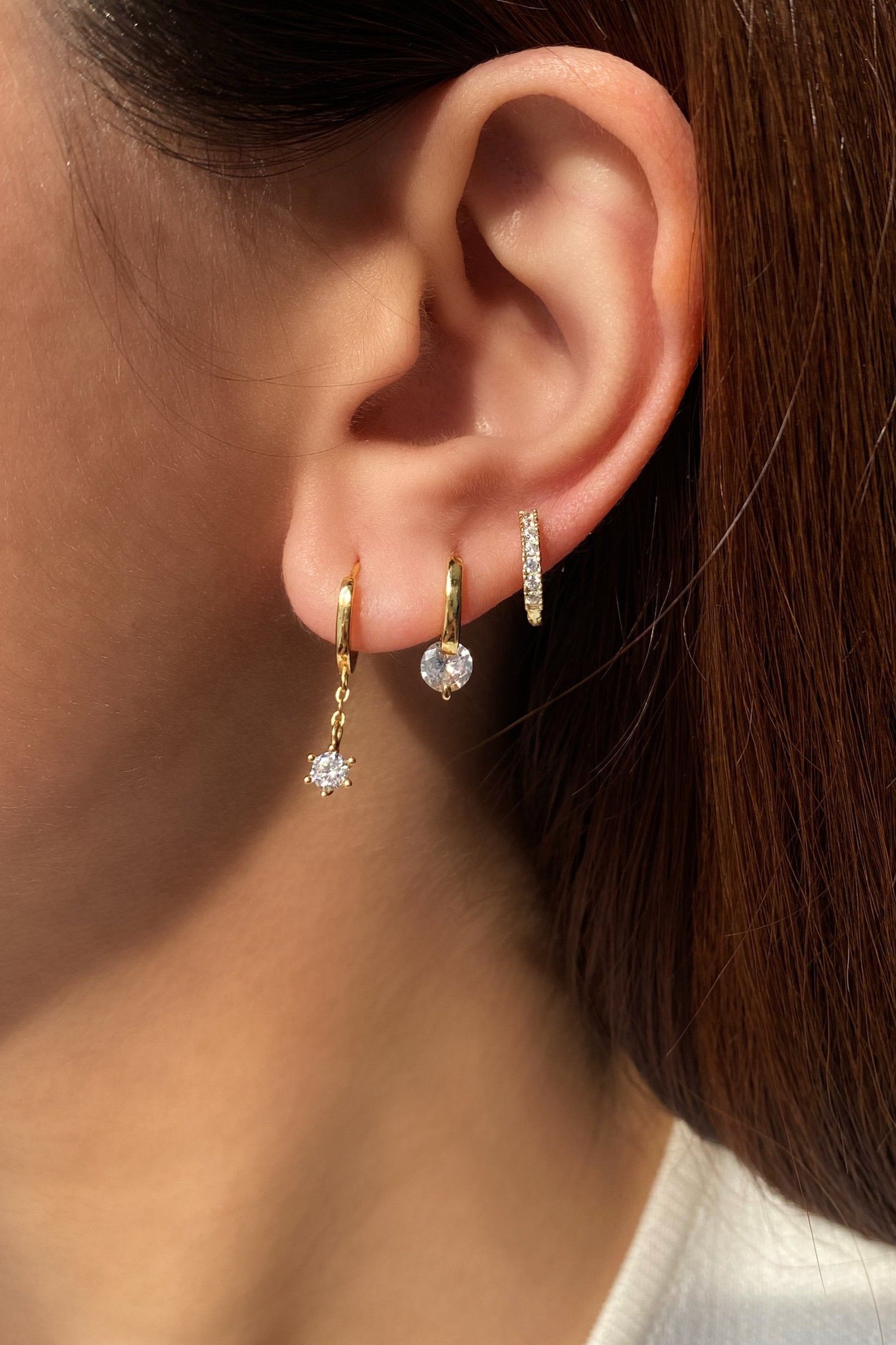 Dangle Diamond Hoop Earrings